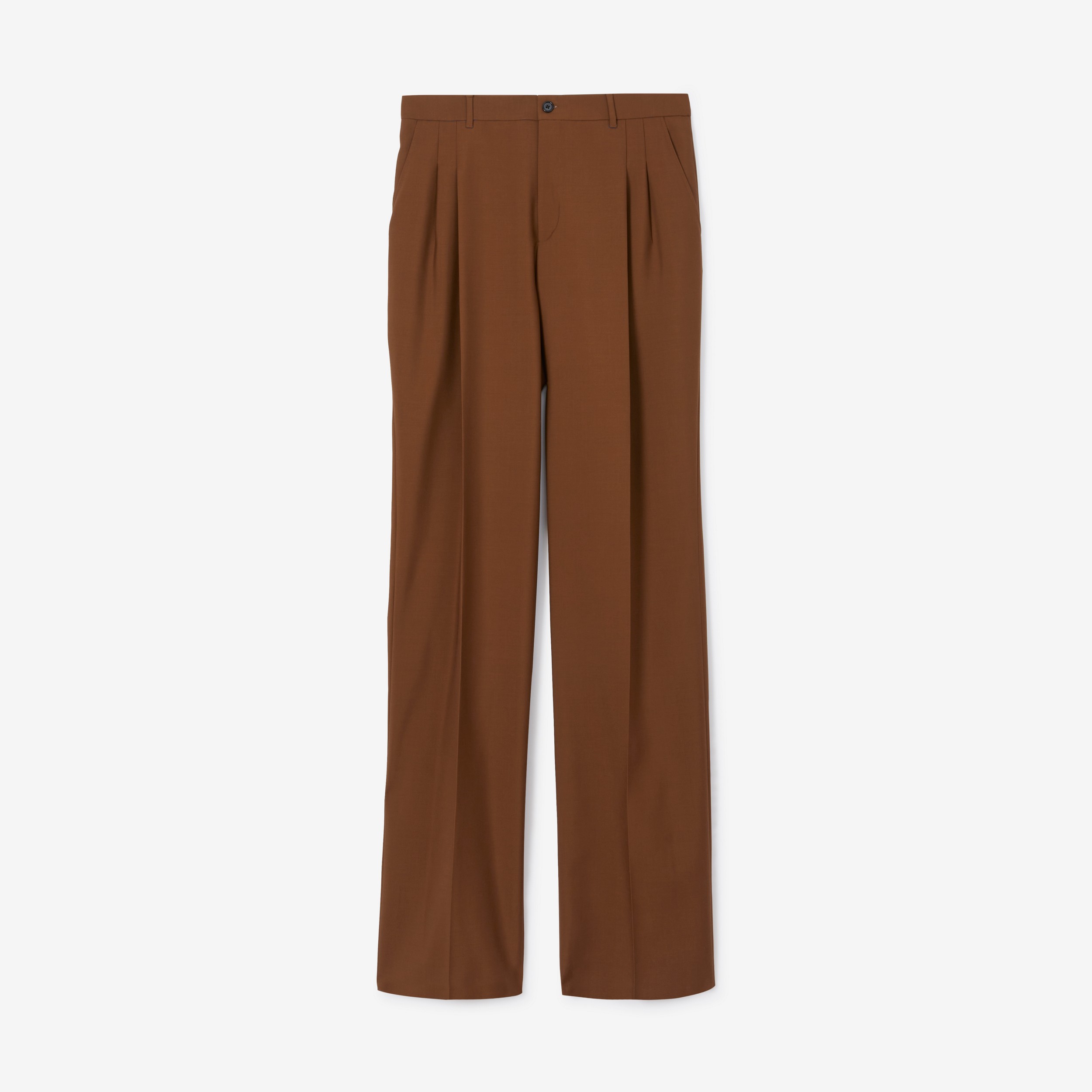 Wool Tailored Trousers in Dark Birch Brown - Men | Burberry® Official - 1
