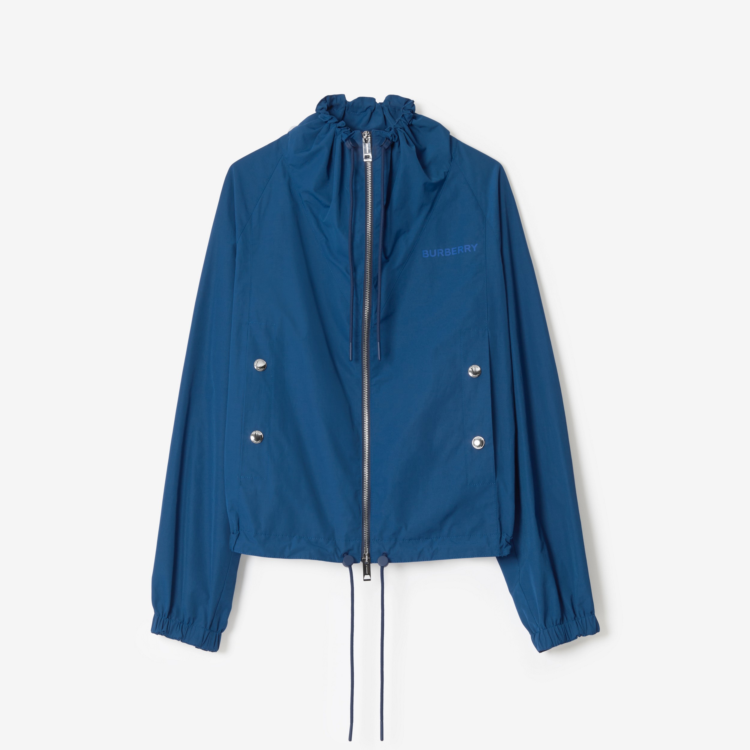 Jaqueta oversize de algodão com estampa de logotipo (Azul Marinho Enriquecido) - Mulheres | Burberry® oficial - 1