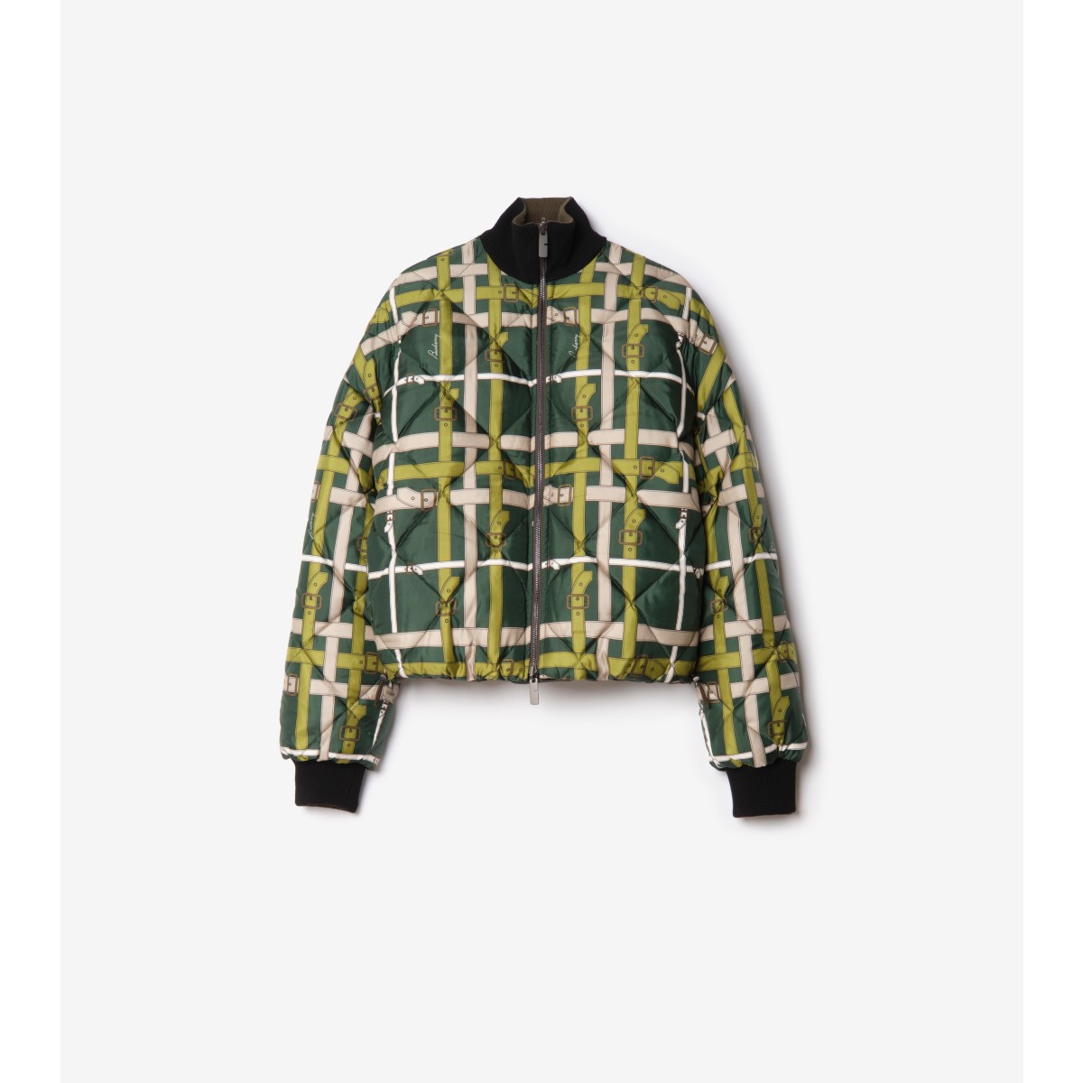  Check Cropped Reversible Belt Nylon Jacket