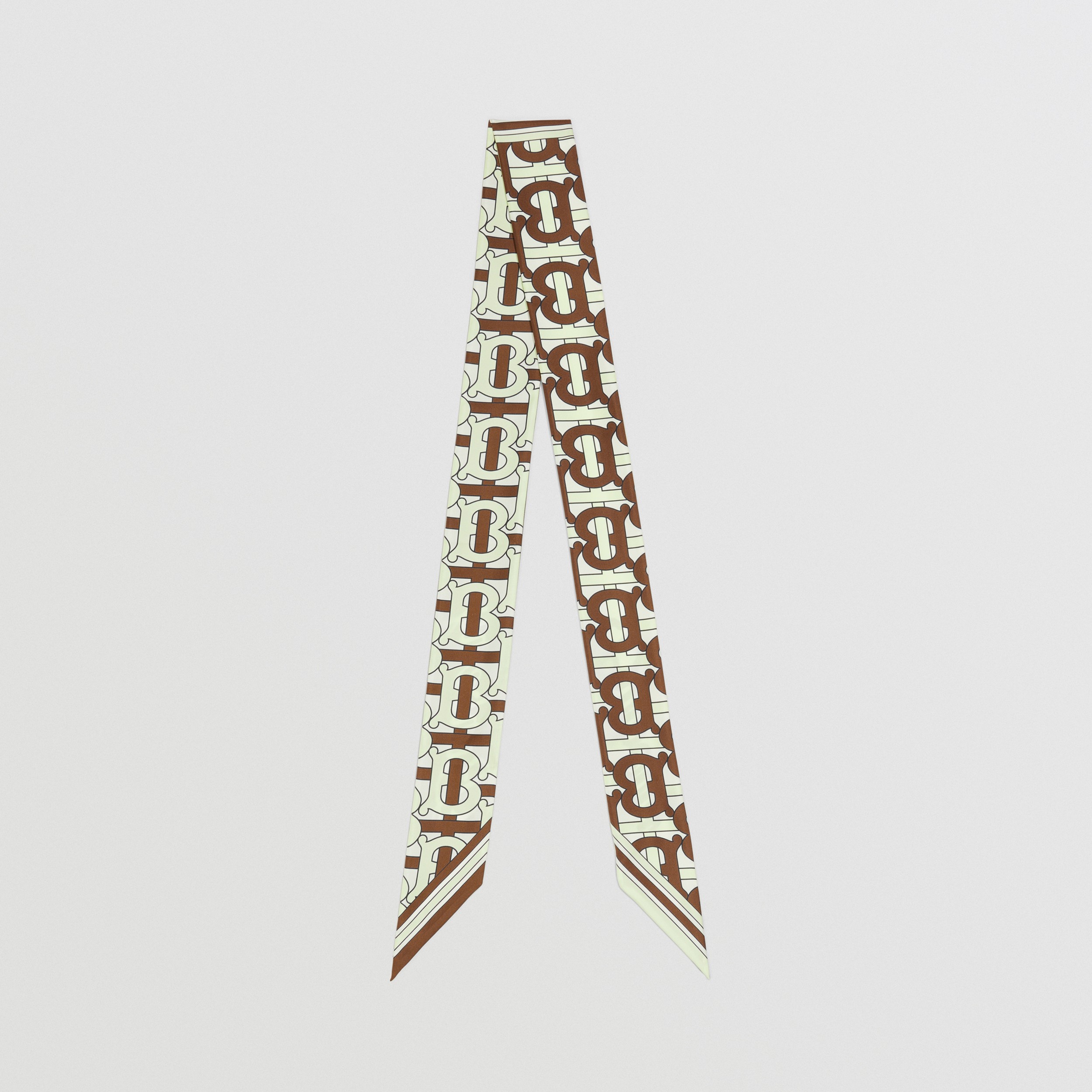 Montage Print Silk Skinny Scarf in Dark Birch Brown/pistachio | Burberry® Official - 1