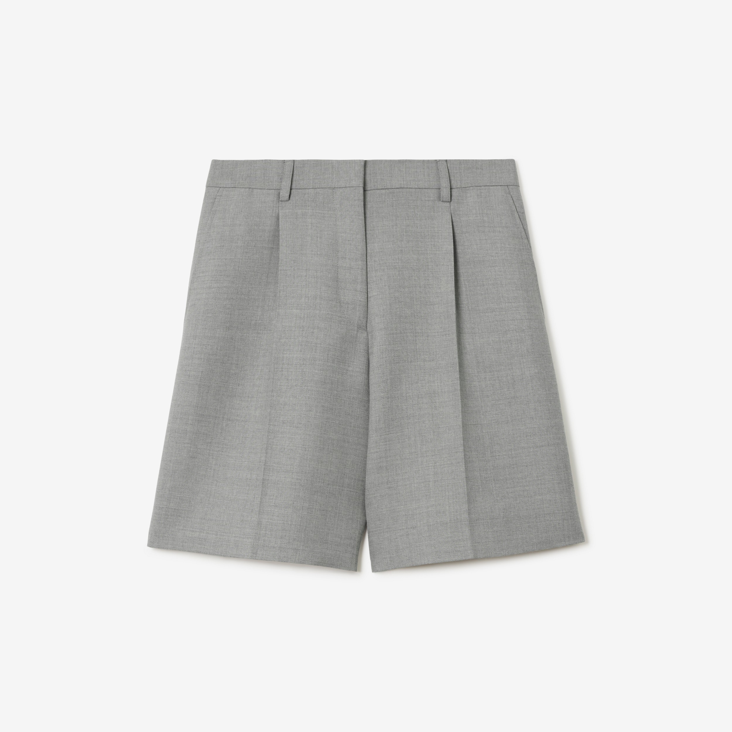 Wool Tailored Shorts in Light Grey Melange - Women | Burberry® Official - 1