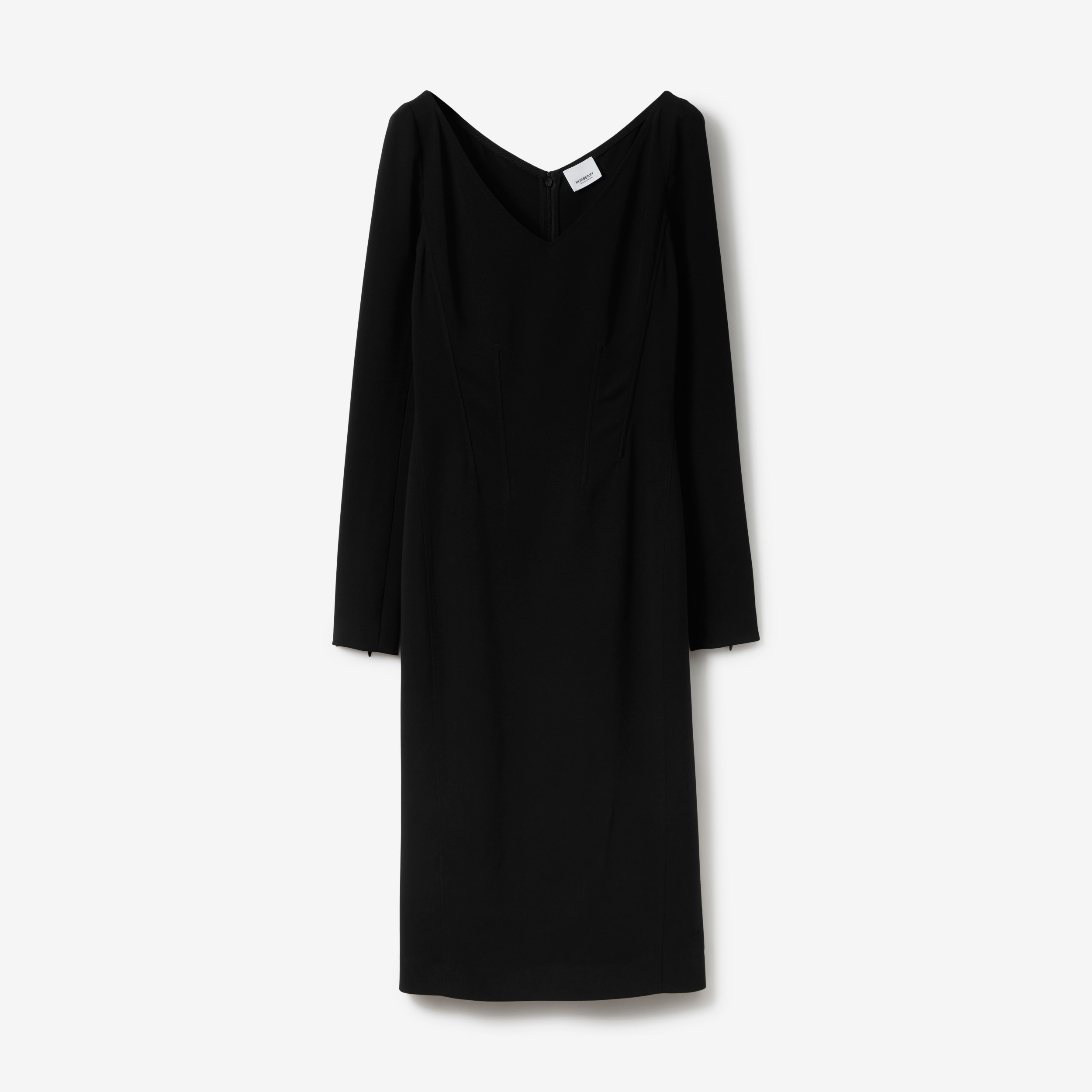 Long-sleeve Stretch Viscose Cady Dress in Black - Women | Burberry® Official - 1