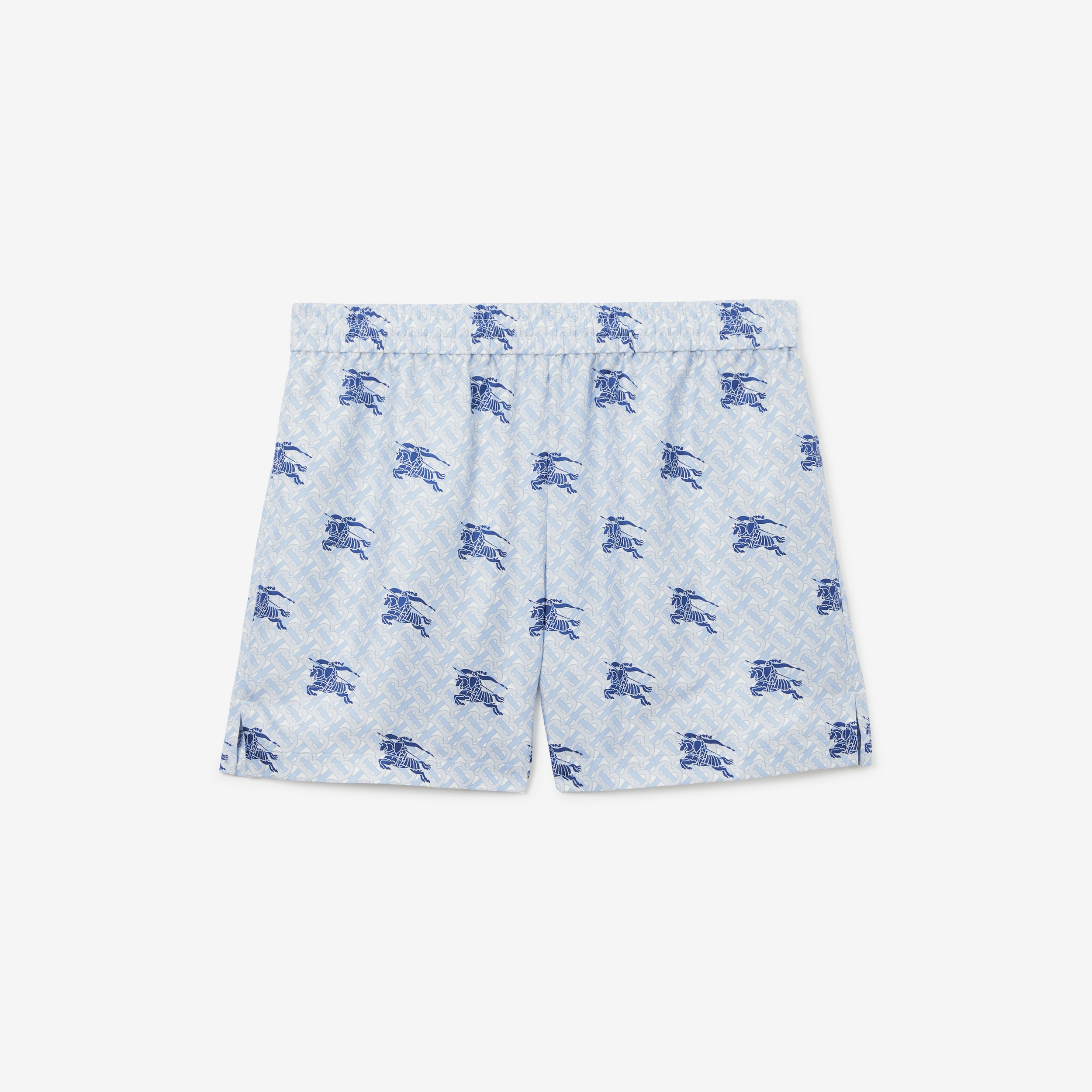 Pantalones cortos en seda con monogramas TB y emblemas Equestrian Knight (Azul Marino) - Hombre | Burberry® oficial - 1