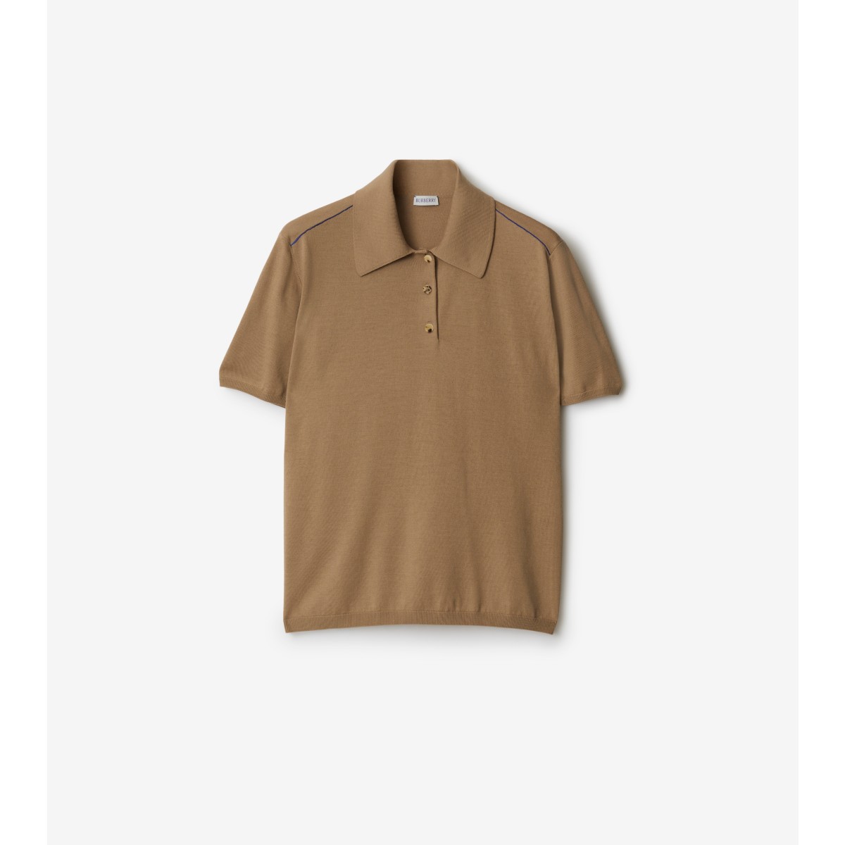 Shop Burberry Wool Polo Shirt In Flax