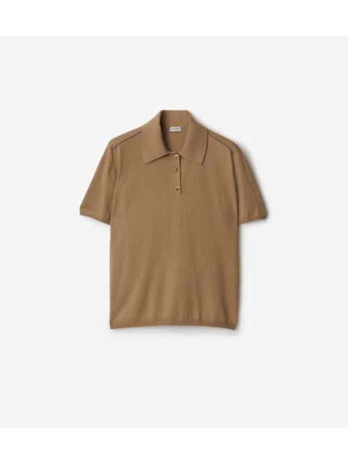 Burberry Wool Polo Shirt In Flax