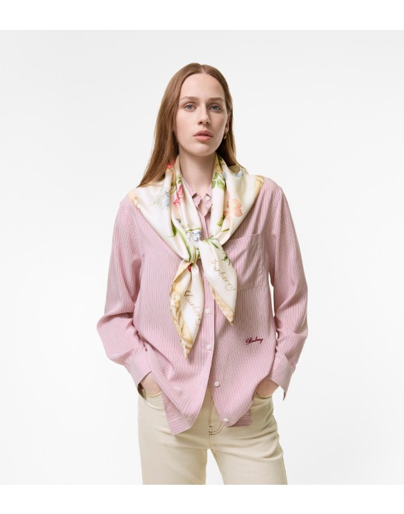 BURBERRY バーバリー スカーフ ツイリー ピンク シルク 絹 ロゴ 総柄 BURBERRY（バーバリー） スカーフ 大判ストール チェック柄