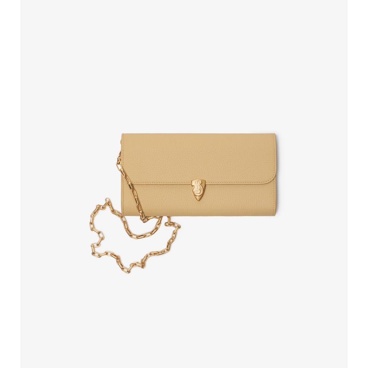 Shop Burberry B Shield Chain Strap Wallet In Sand