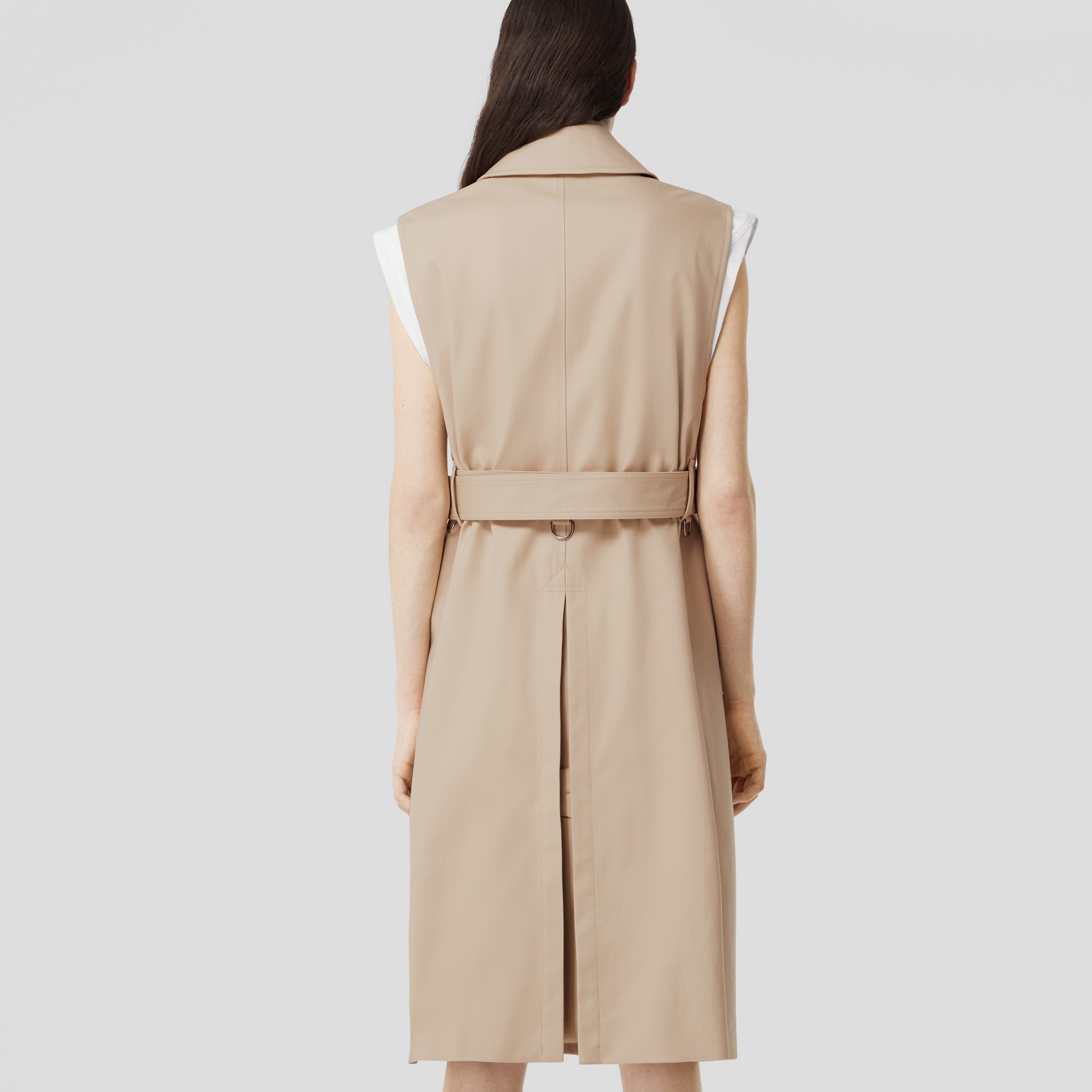 Sleeveless Cotton Trench Coat in Soft Fawn - Women | Burberry® Official - 3