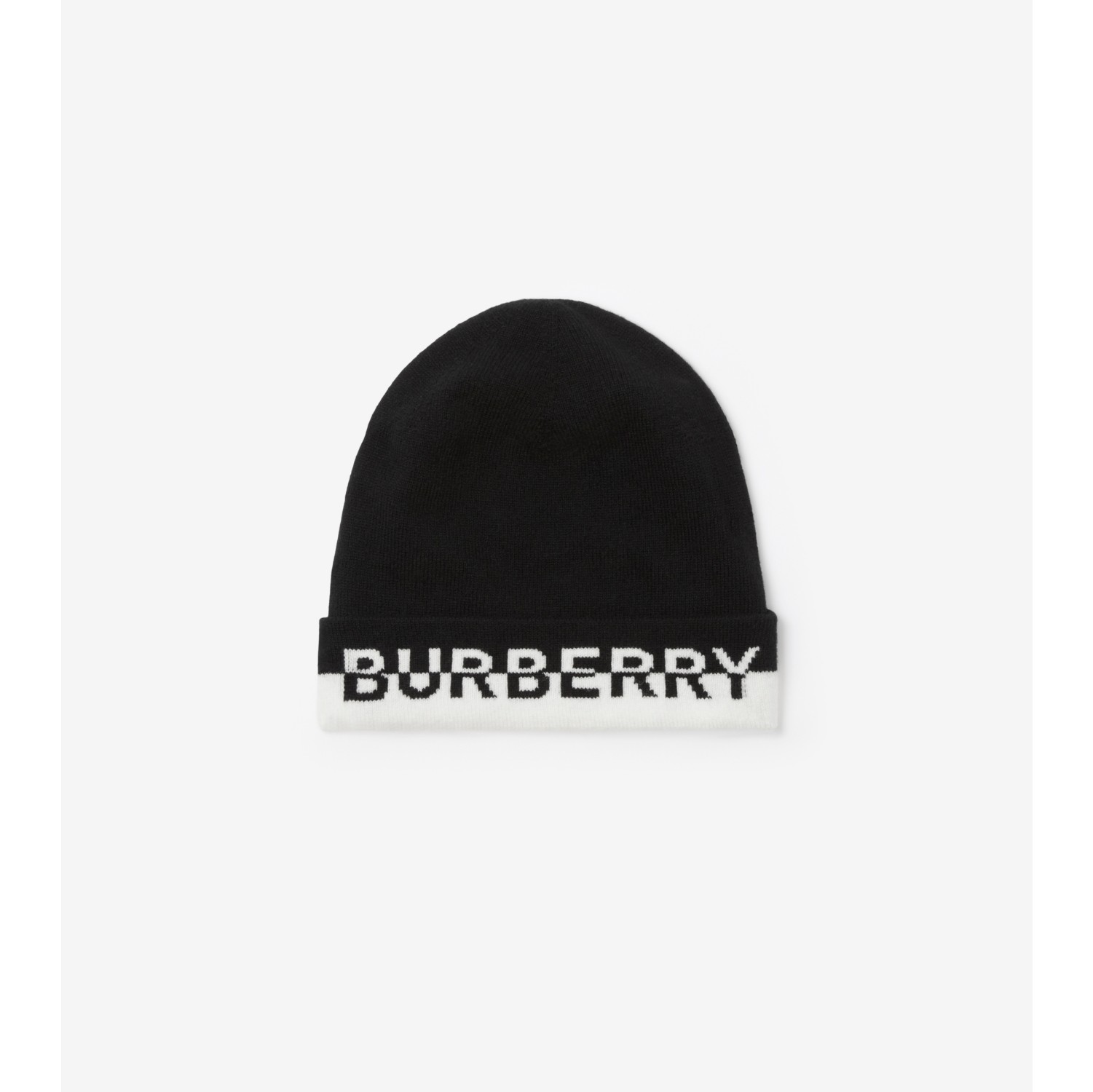 Logo Intarsia Cashmere Beanie in Black/white - Men | Burberry® Official