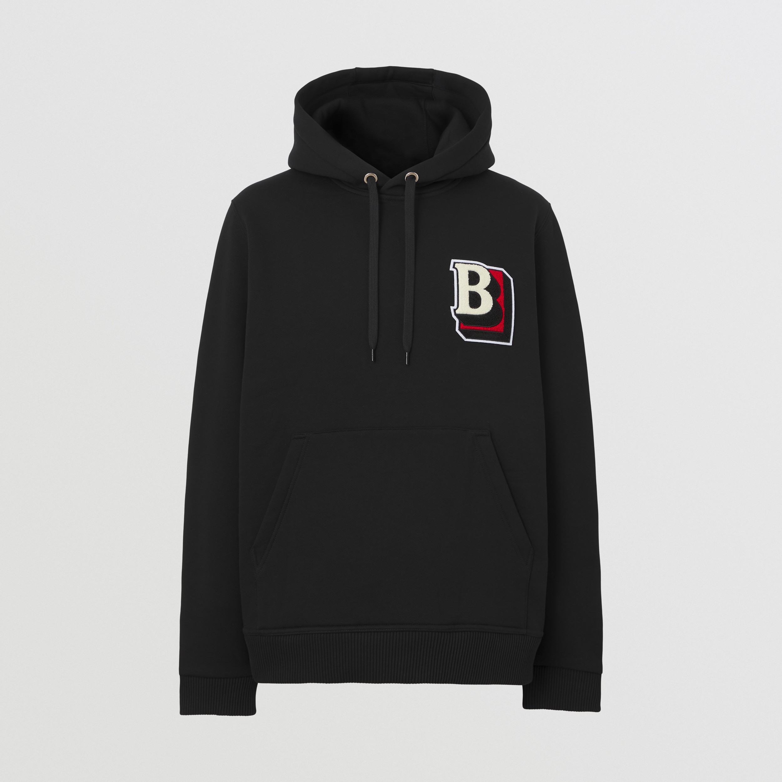 Letter Graphic Cotton Blend Hoodie in Black - Men | Burberry® Official - 1