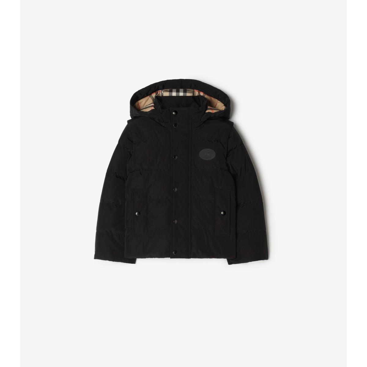  Check Detachable Sleeve Puffer Jacket