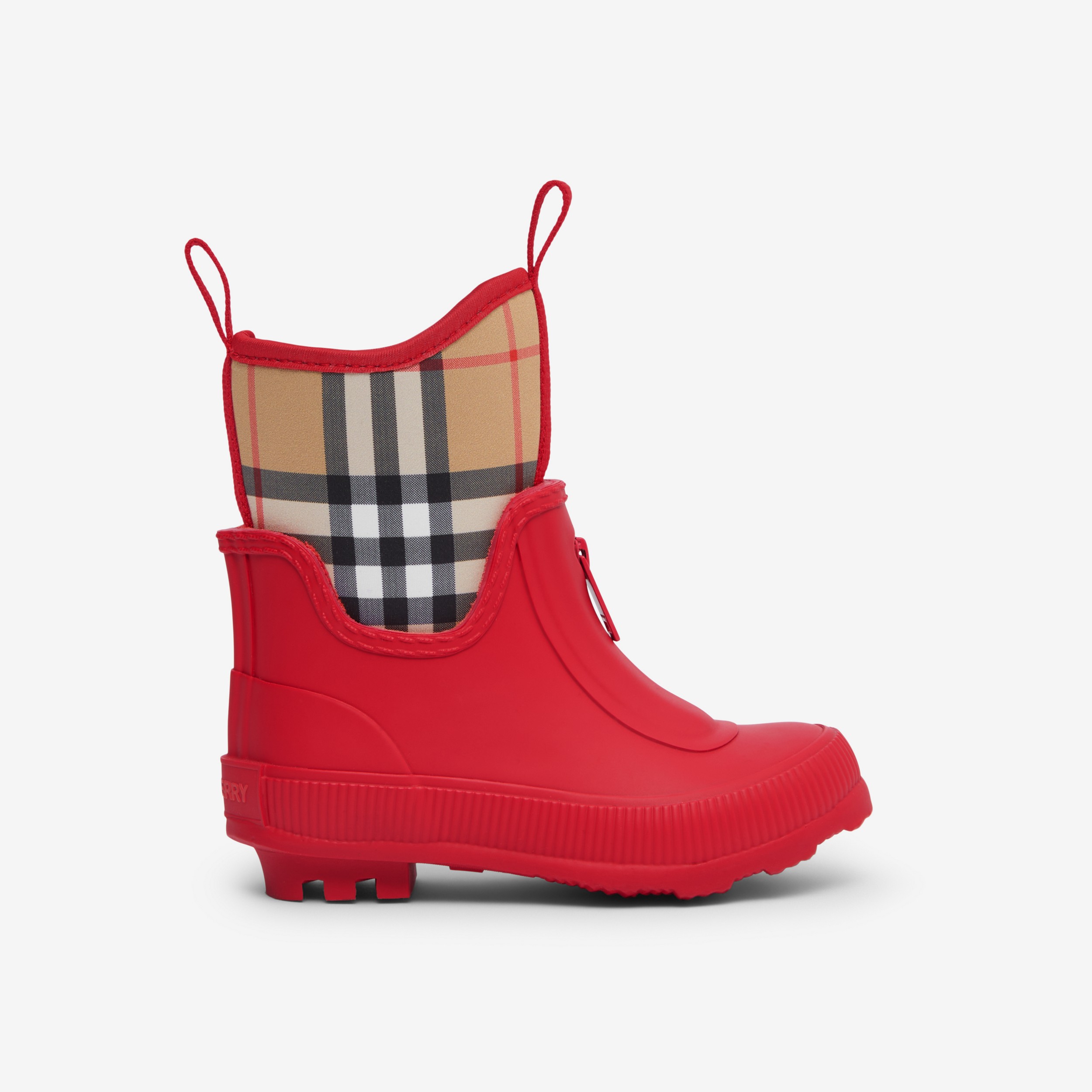 Vintage 格纹橡胶雨靴 (亮红色) - 儿童 | Burberry® 博柏利官网 - 1