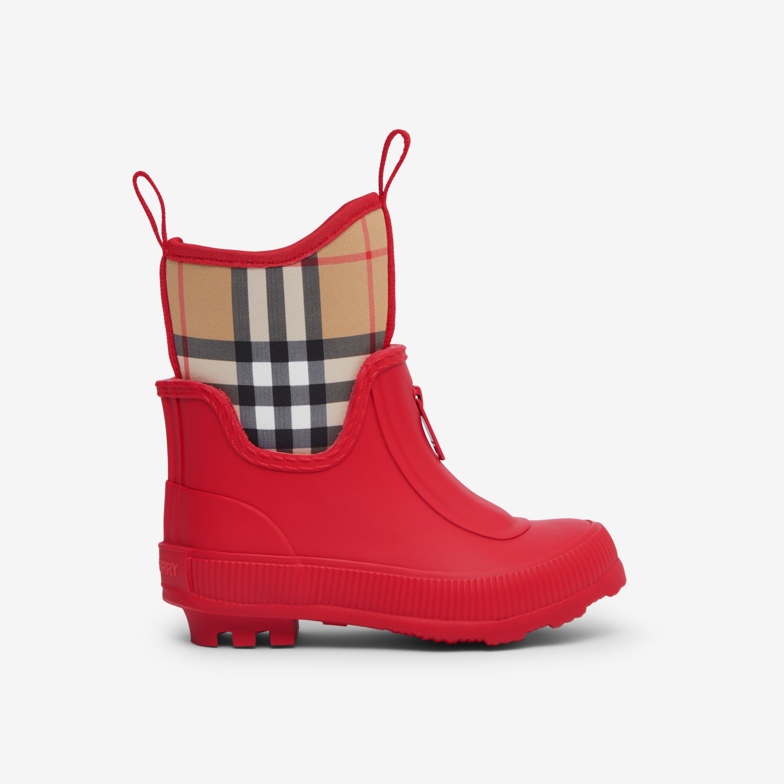 Vintage Check Neoprene and Rubber Rain Boots in Bright Red - Children |  Burberry® Official