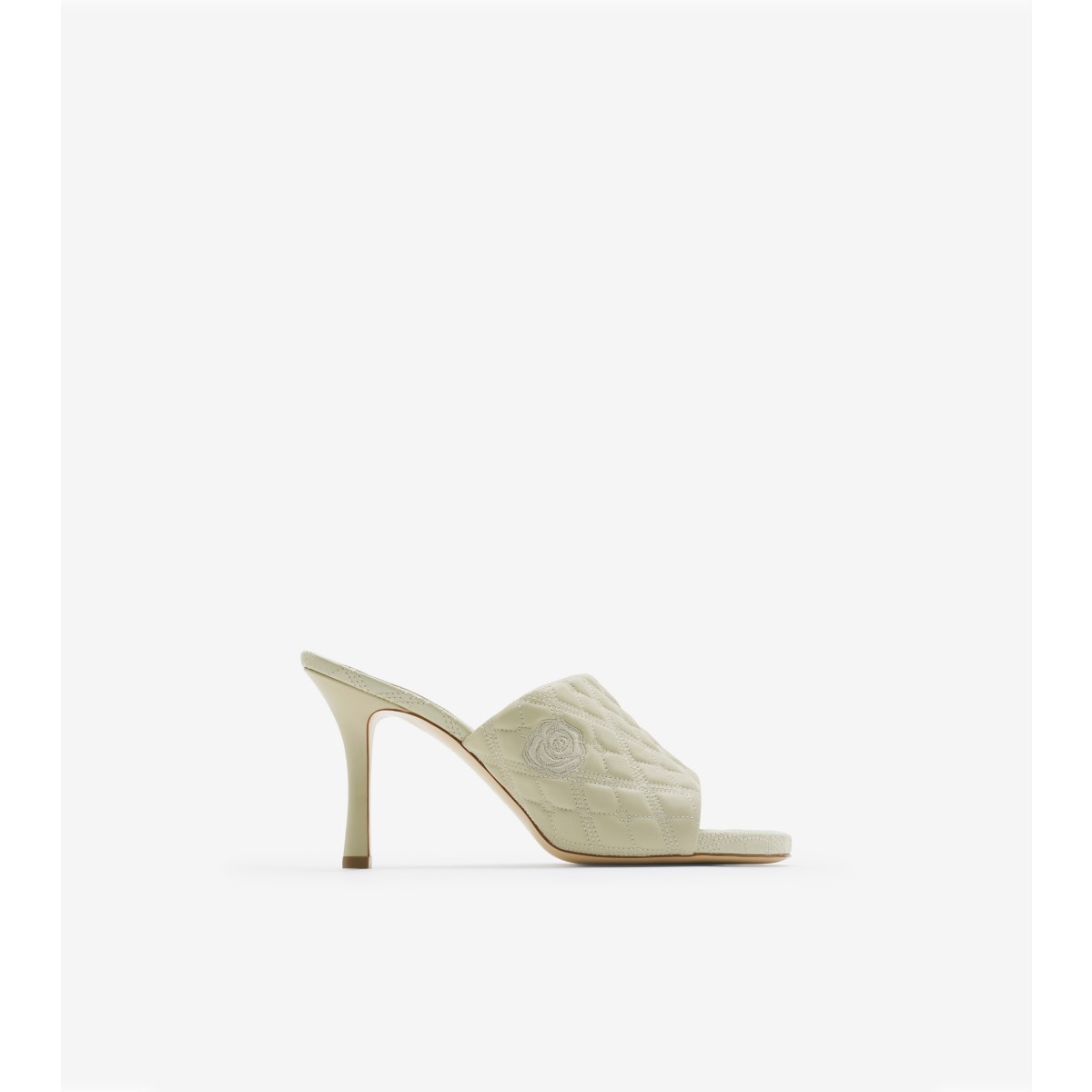 Burberry Leather Quilt Mules In White