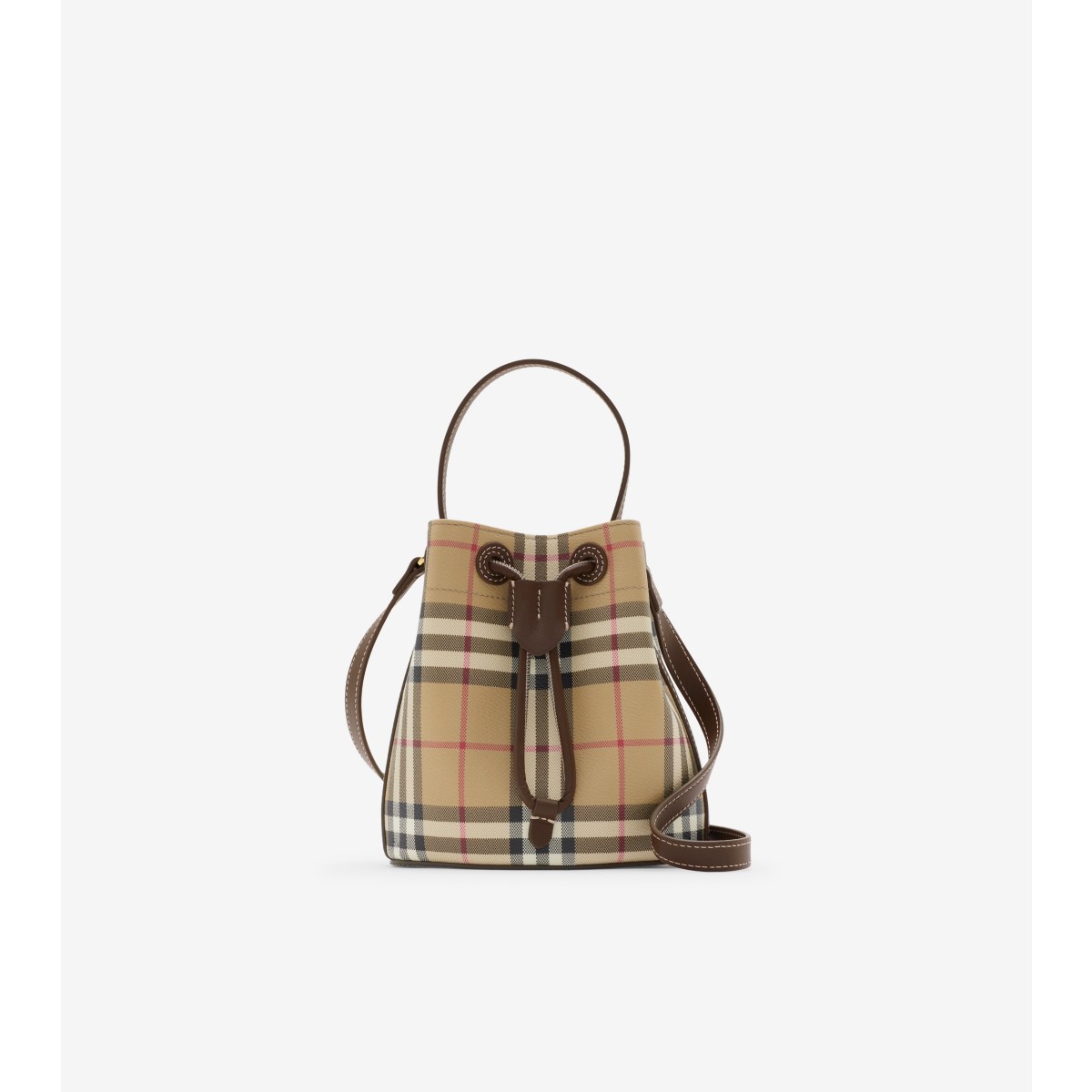 Burberry Mini Check Bucket Bag In Archive Beige/military