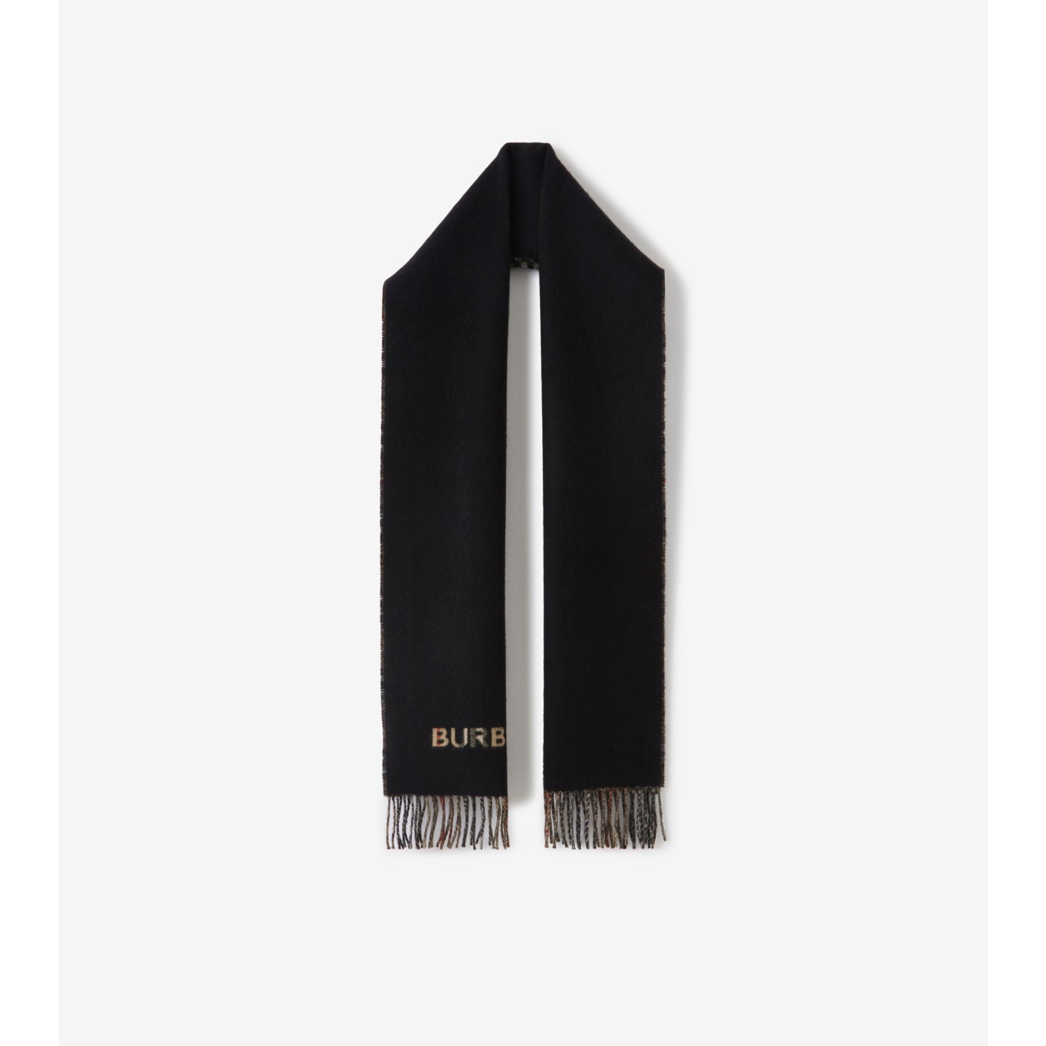 Check Cashmere Reversible Scarf in Black