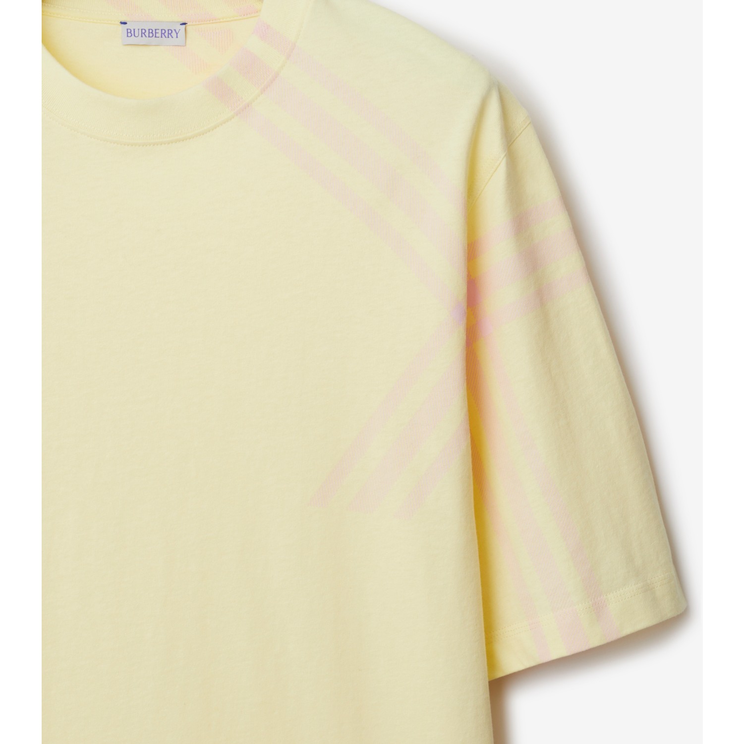 Camiseta de algodão com manga xadrez