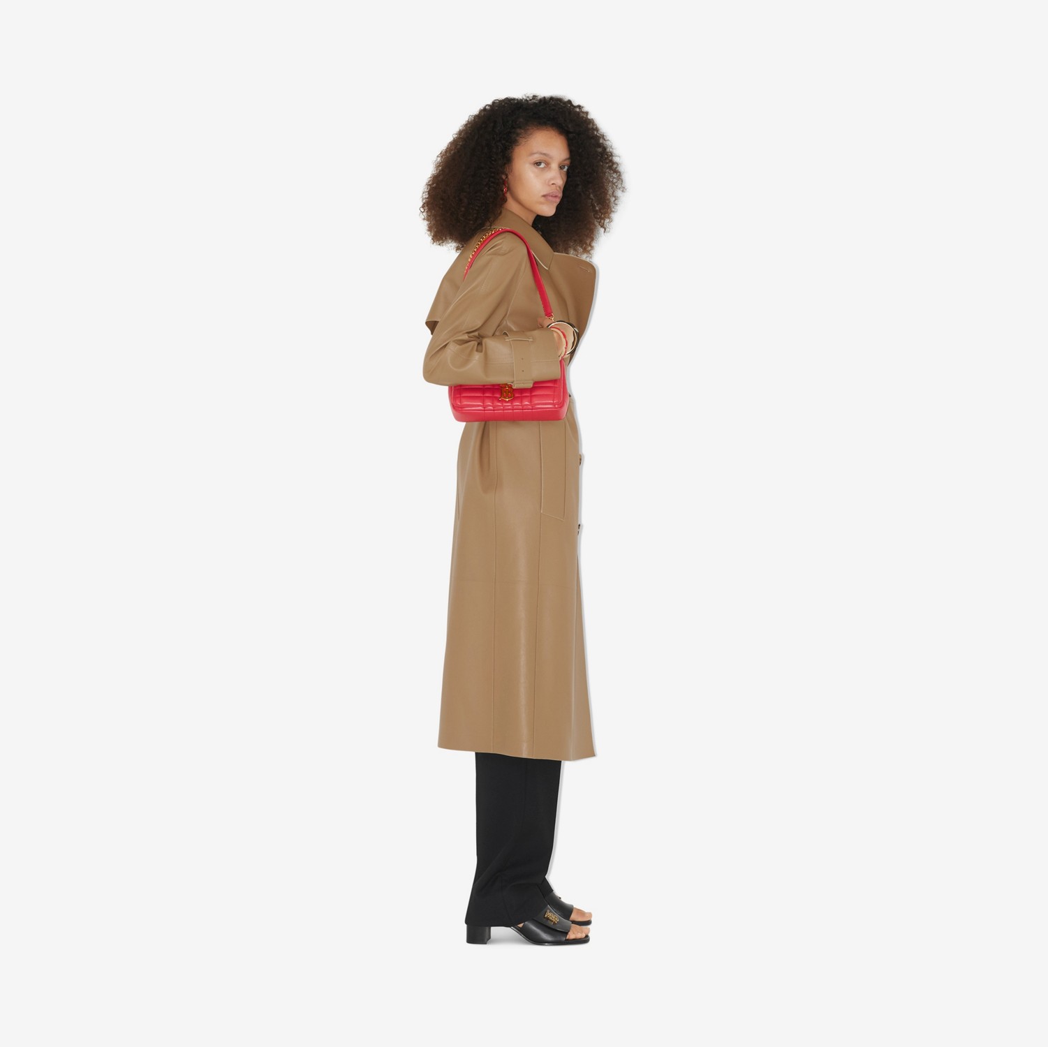 滑铁卢版型 - 皮革 Trench 风衣 (驼色) - 女士 | Burberry® 博柏利官网
