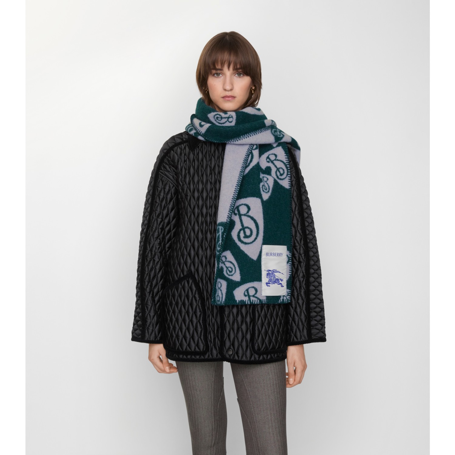 Cascading B Shield Wool Scarf