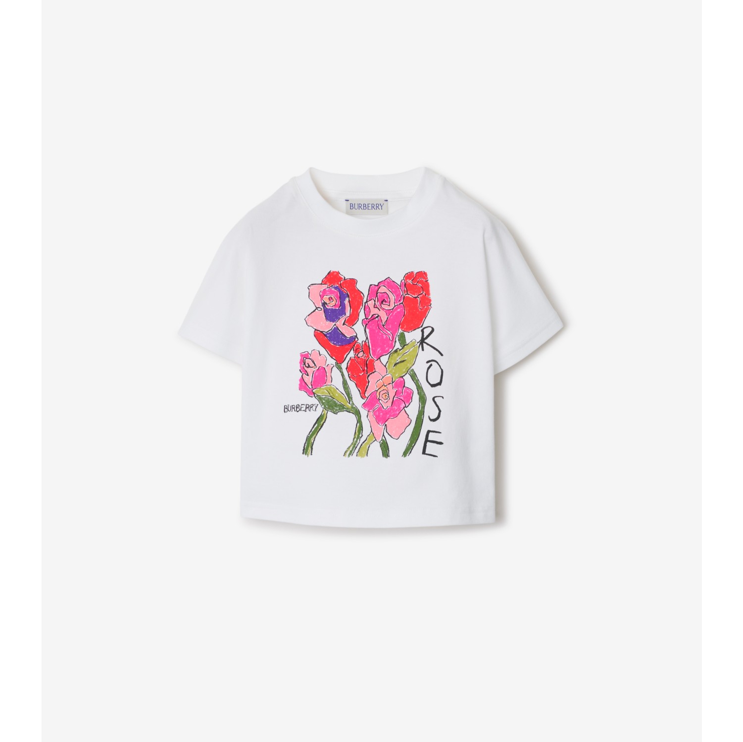 Rose Cotton T shirt in White Burberry Official