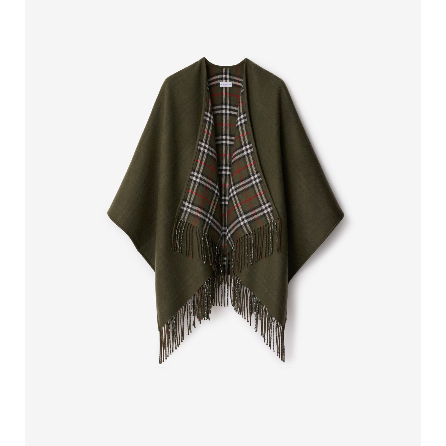 Reversible Check Wool Cape