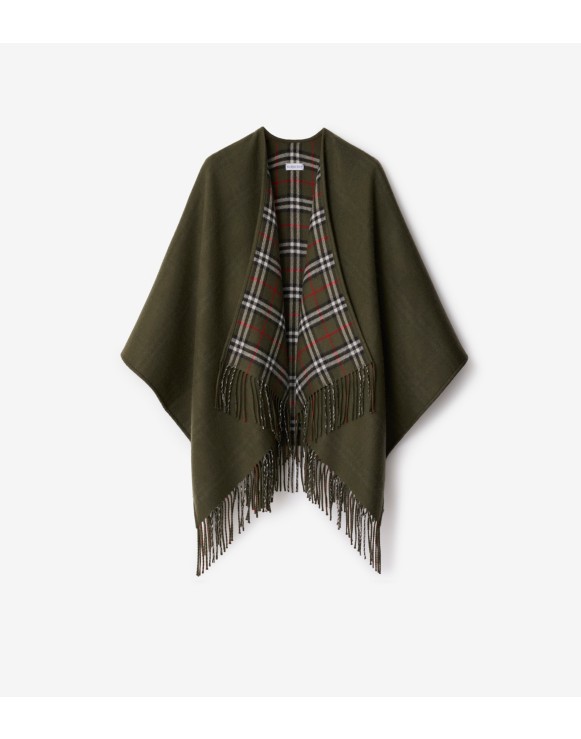 Reversible Check Wool Cape