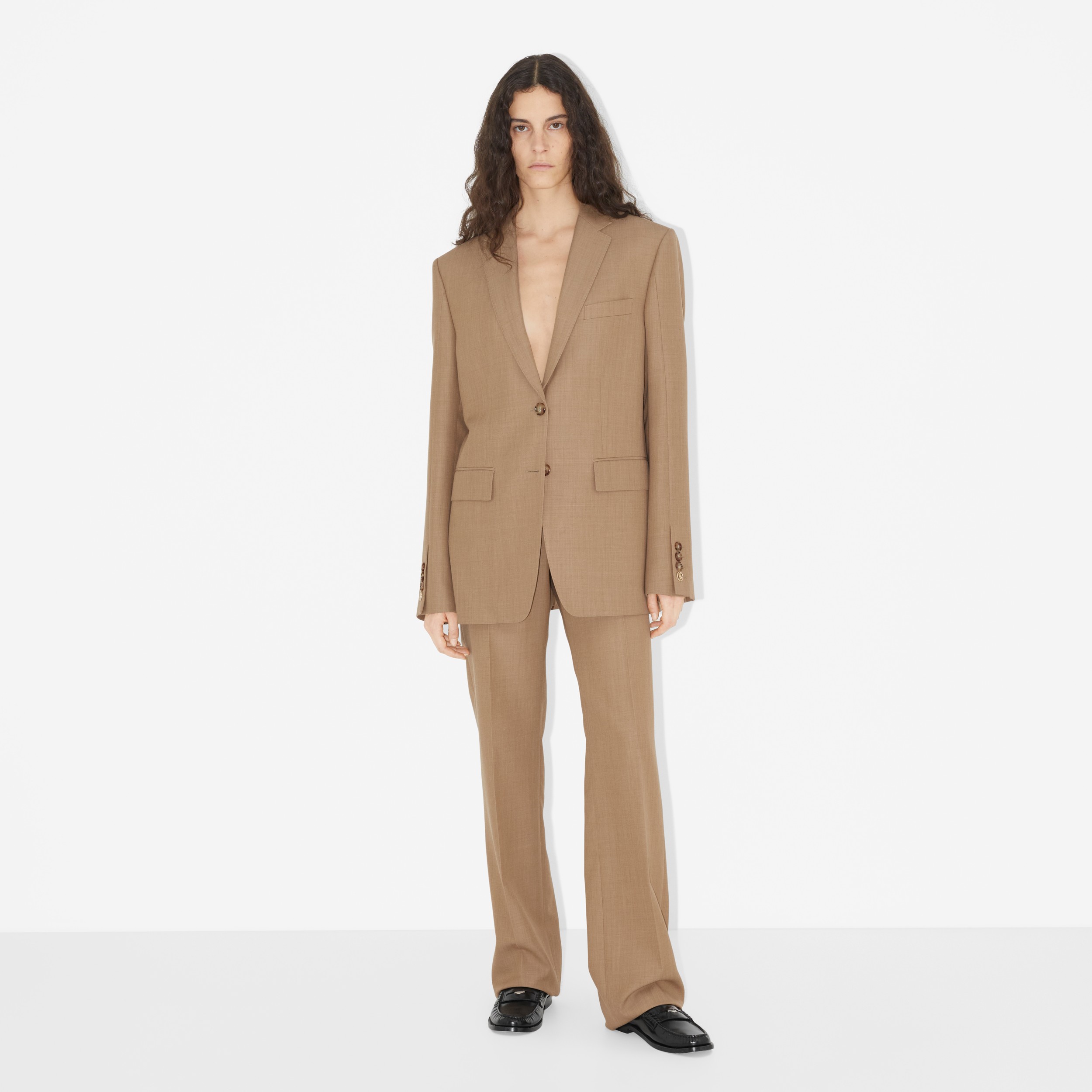 Wool Tailored Jacket in Camel Melange - Women | Burberry® Official - 2