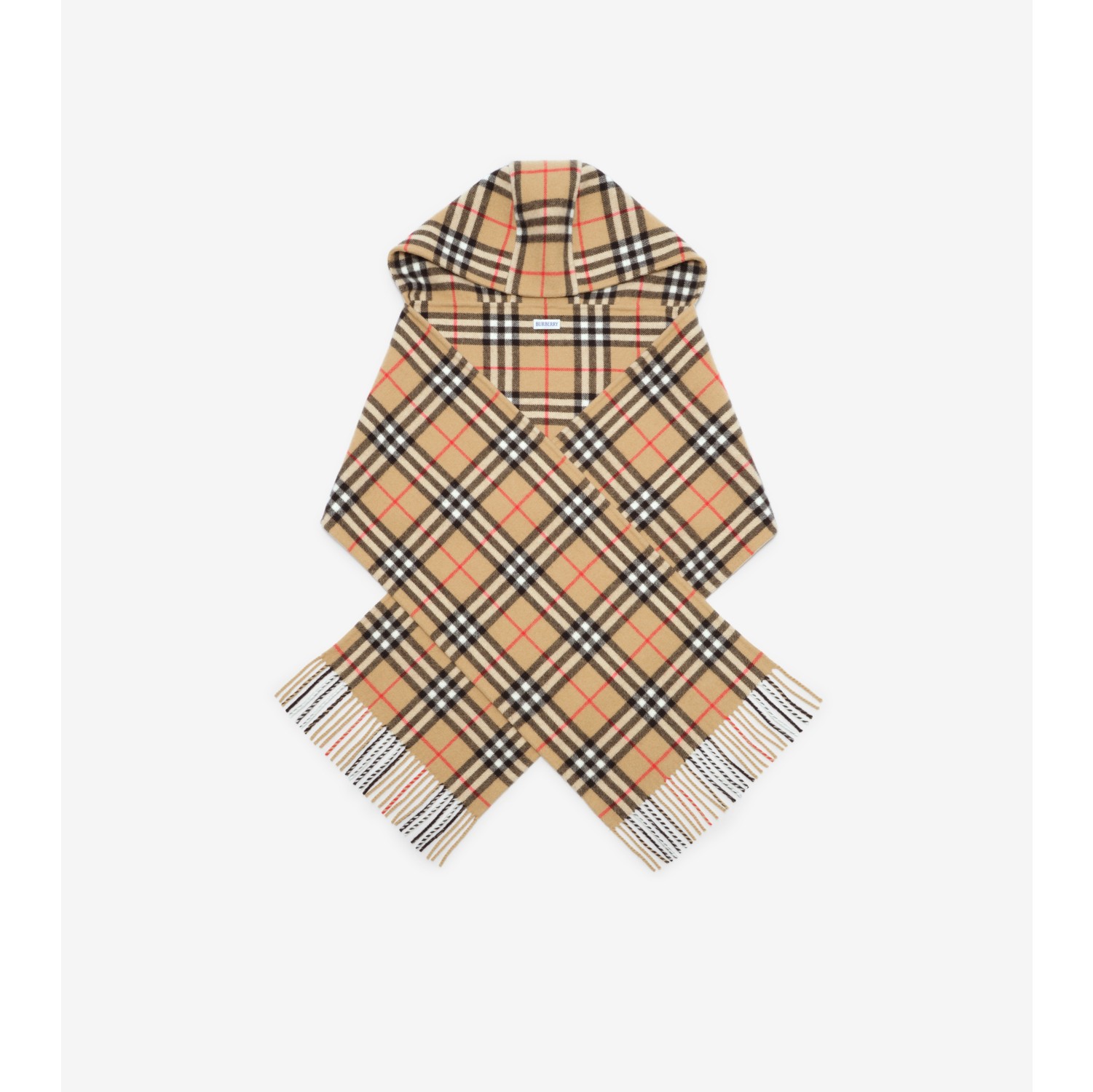 Check Cashmere Hooded Scarf