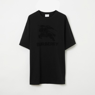 Burberry Embroidered Ekd Cotton T-shirt In Black