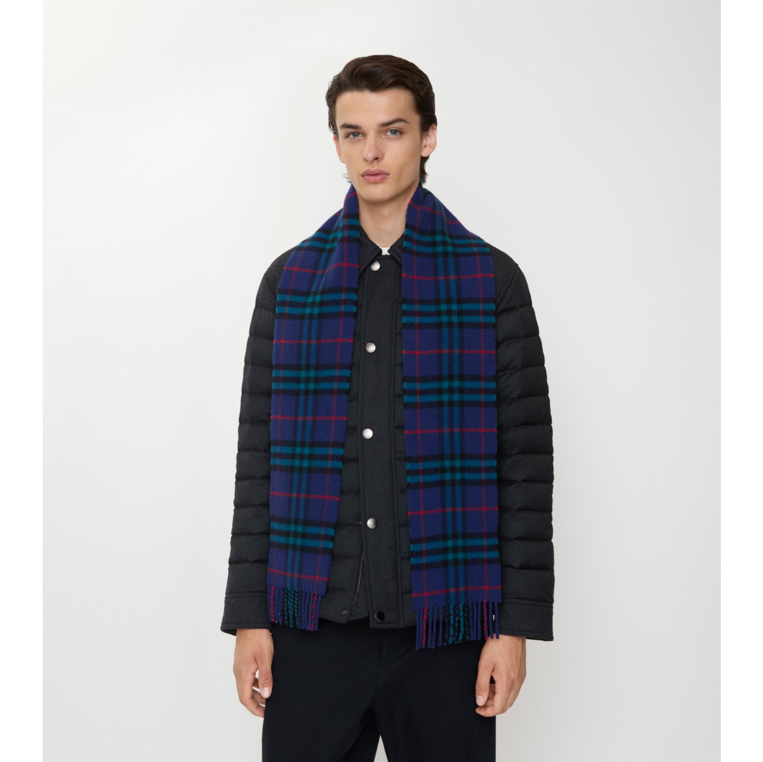 Narrow Check Cashmere Scarf