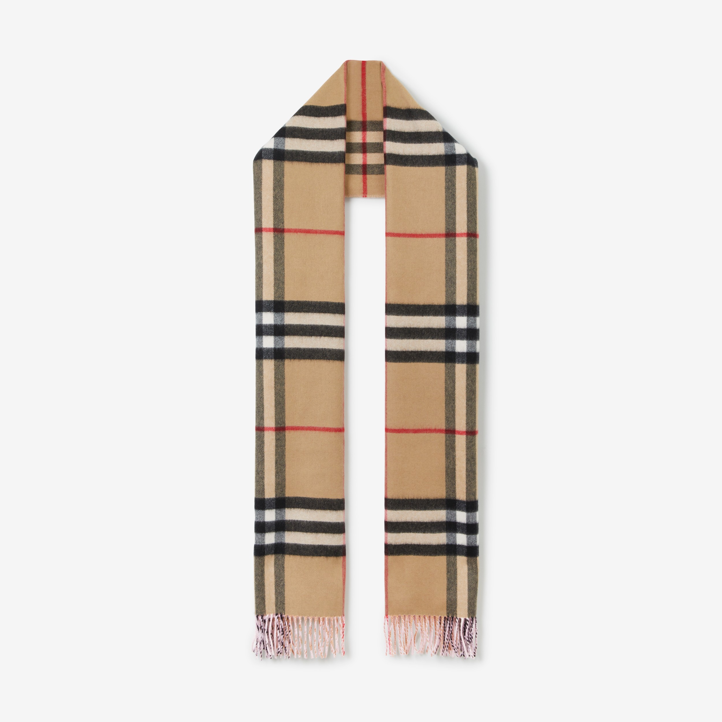 リバーシブル チェック カシミアスカーフ (フロストピンク) | Burberry®公式サイト