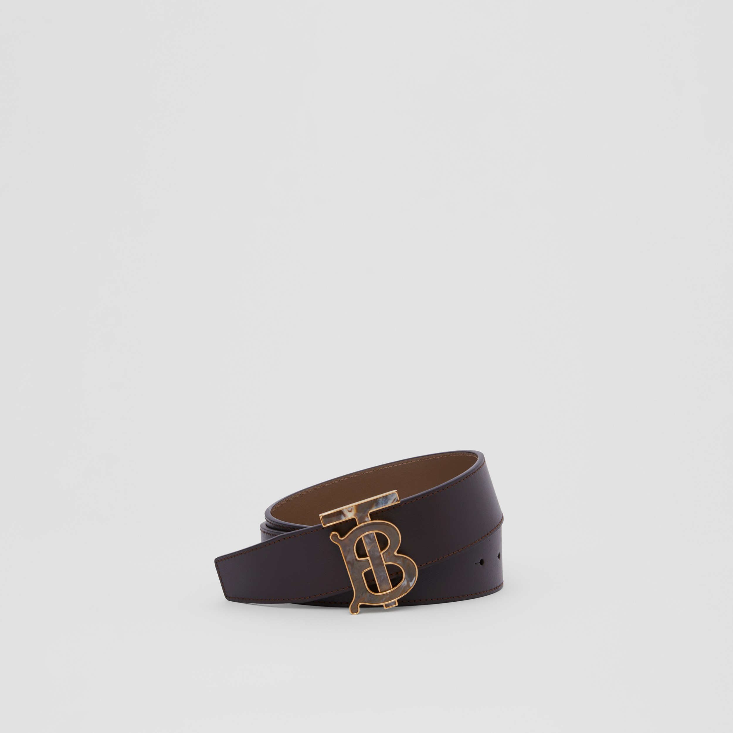 Reversible Monogram Motif Leather Belt in Bark Brown - Men | Burberry® Official - 1