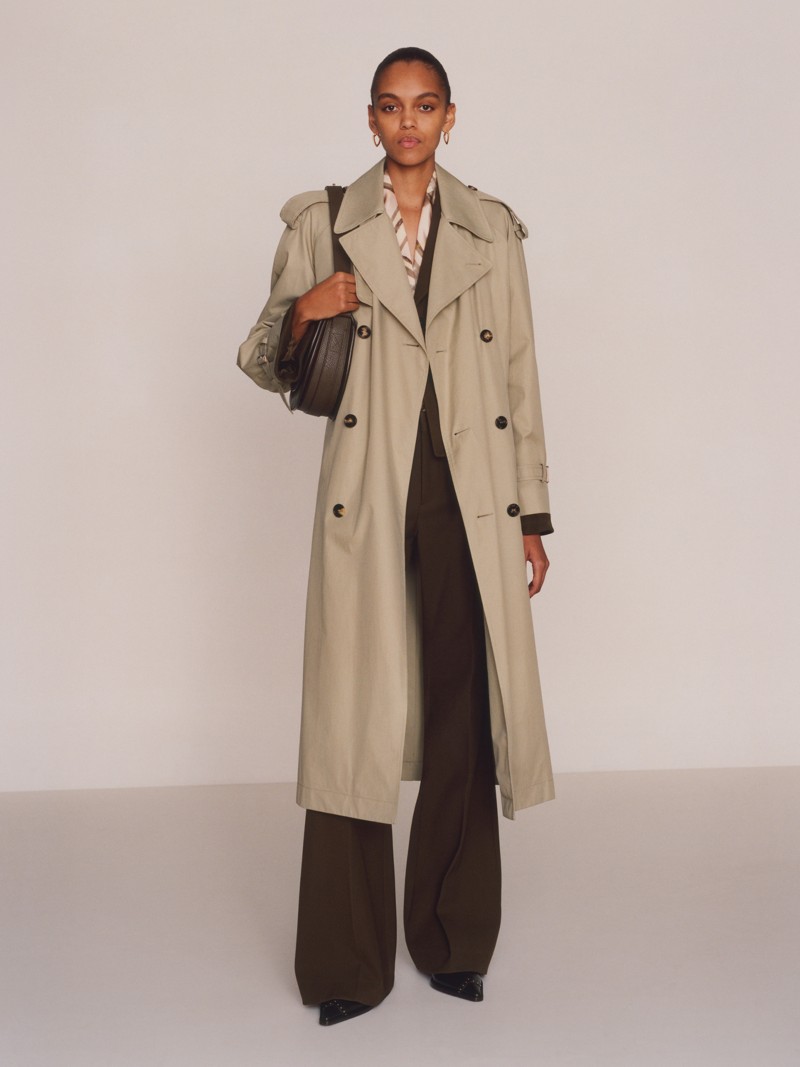 Shot of model wearing Burberry Trench Coat