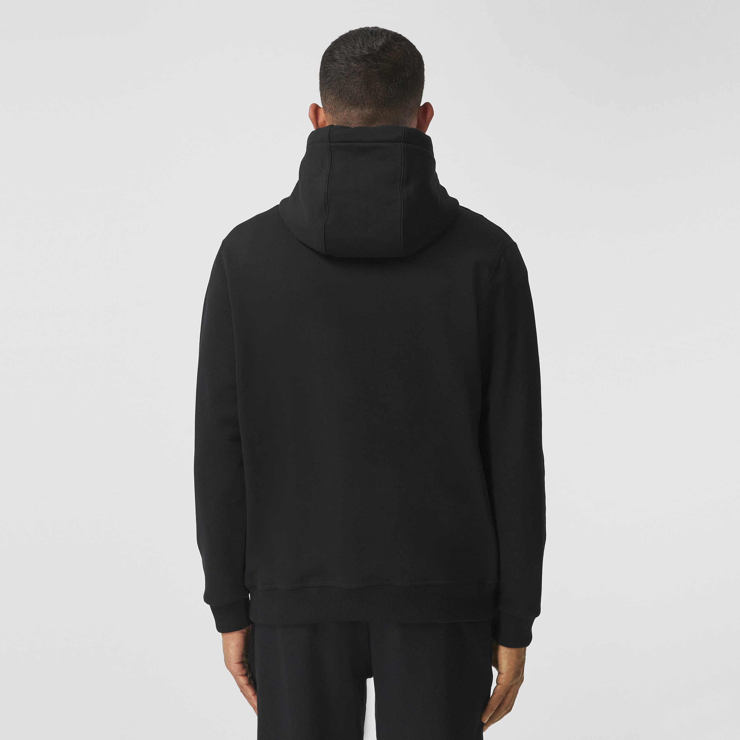 Icon Stripe Detail Cotton Hooded Top in Black - Men | Burberry® Official - 3