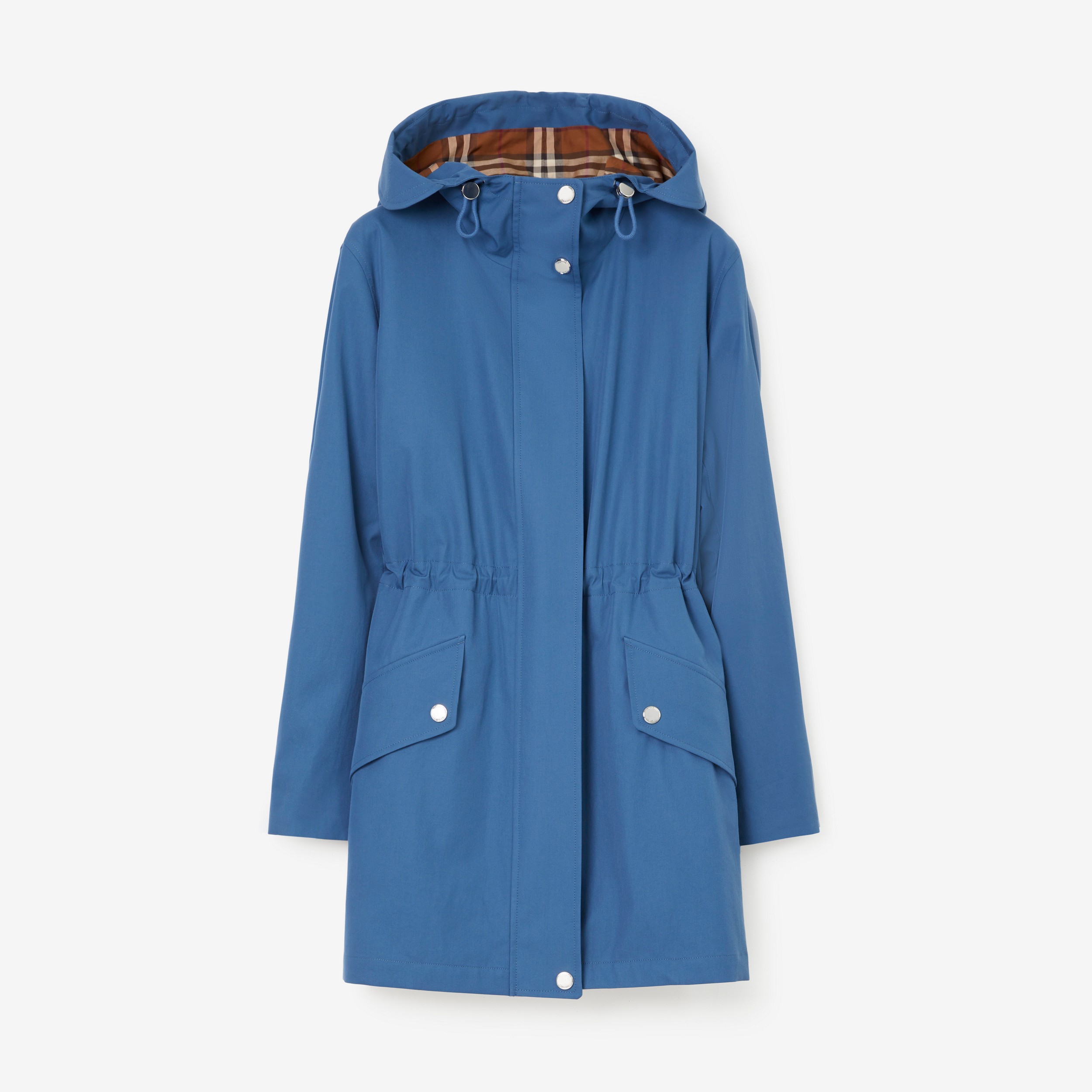 Tropical Gabardine Hooded Parka in Muted Navy - Women | Burberry® Official - 1