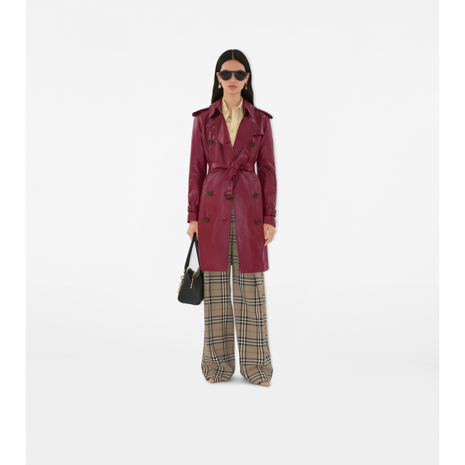Mid-length Leather Kensington Trench Coat - thumbnail 3