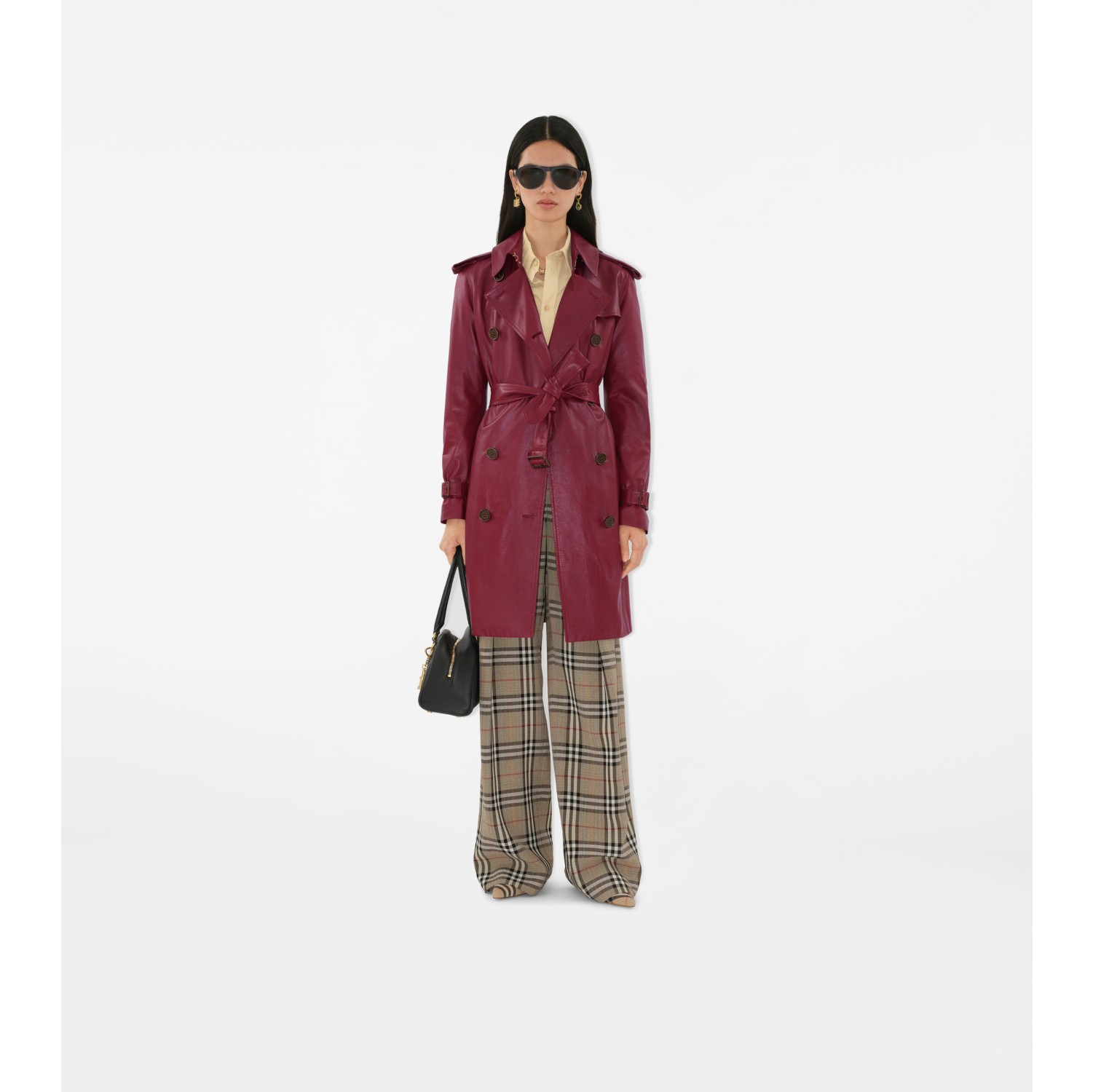Mid-length Leather Kensington Trench Coat