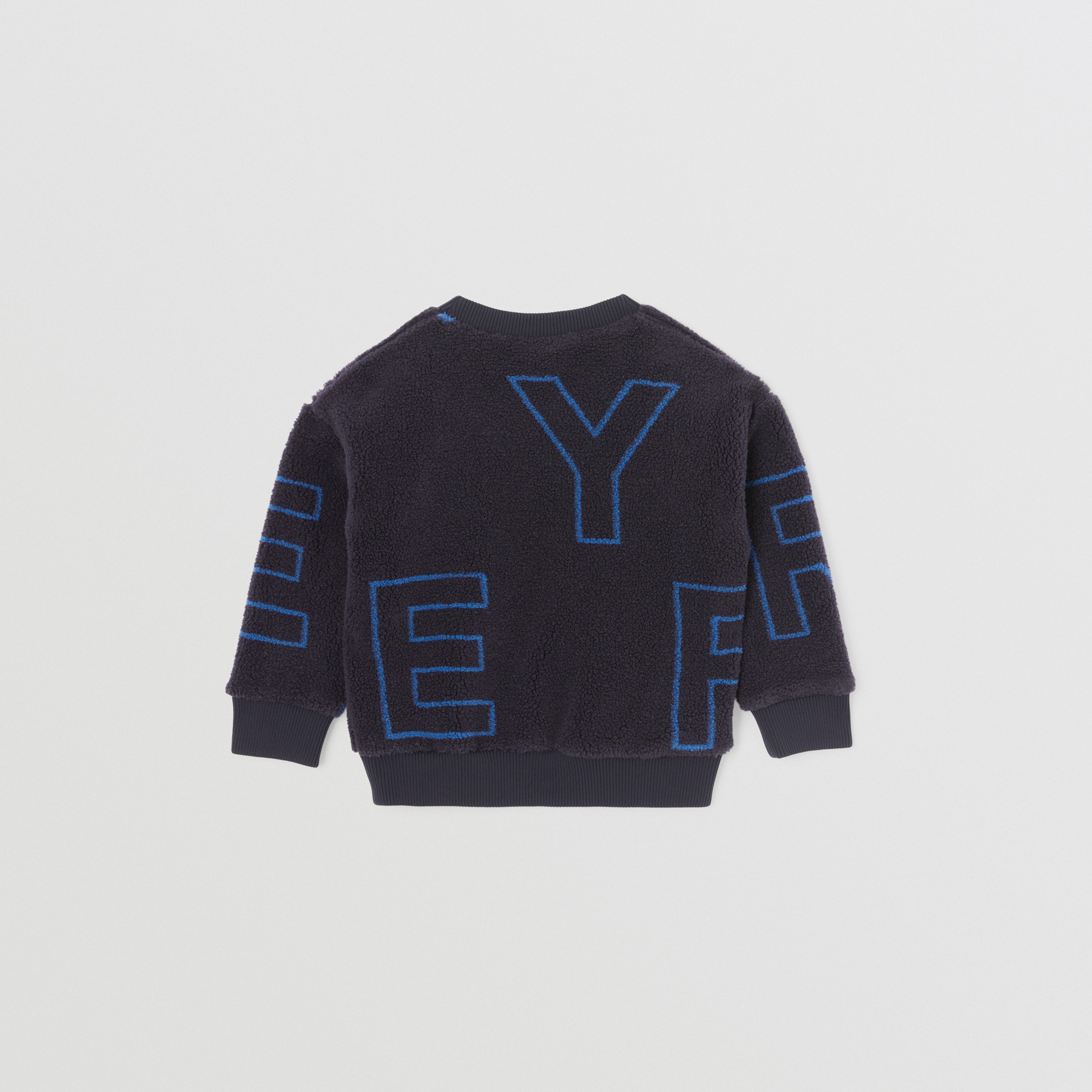 Suéter em lã texturizada com estampa de logotipo (Azul Marinho Noturno) - Crianças | Burberry® oficial - 4