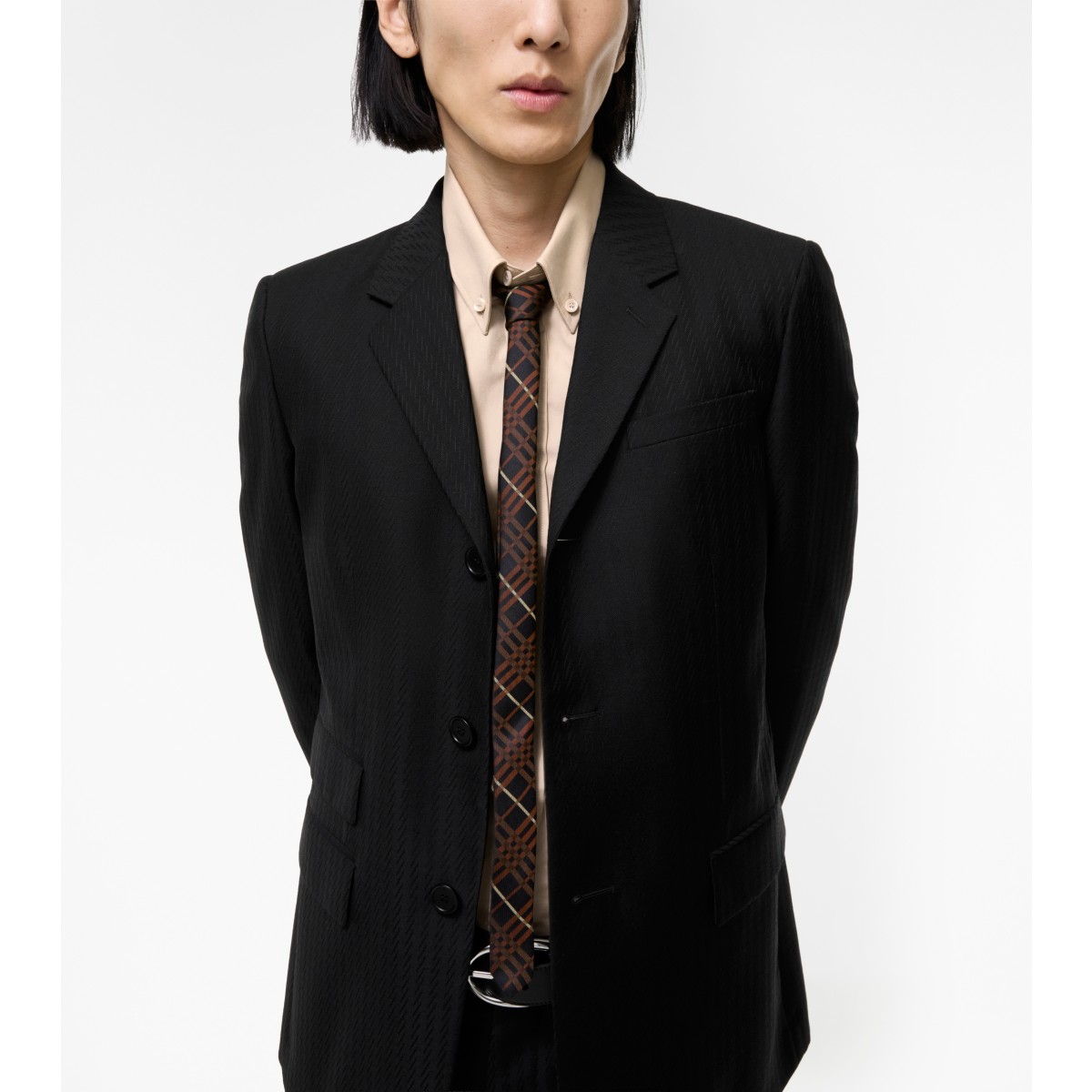  Check Skinny Silk Tie
