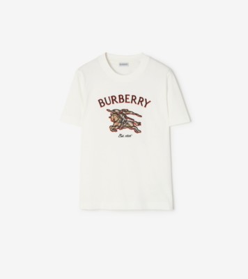Knight Check Cotton T-shirt in Chalk white - Women | Burberry