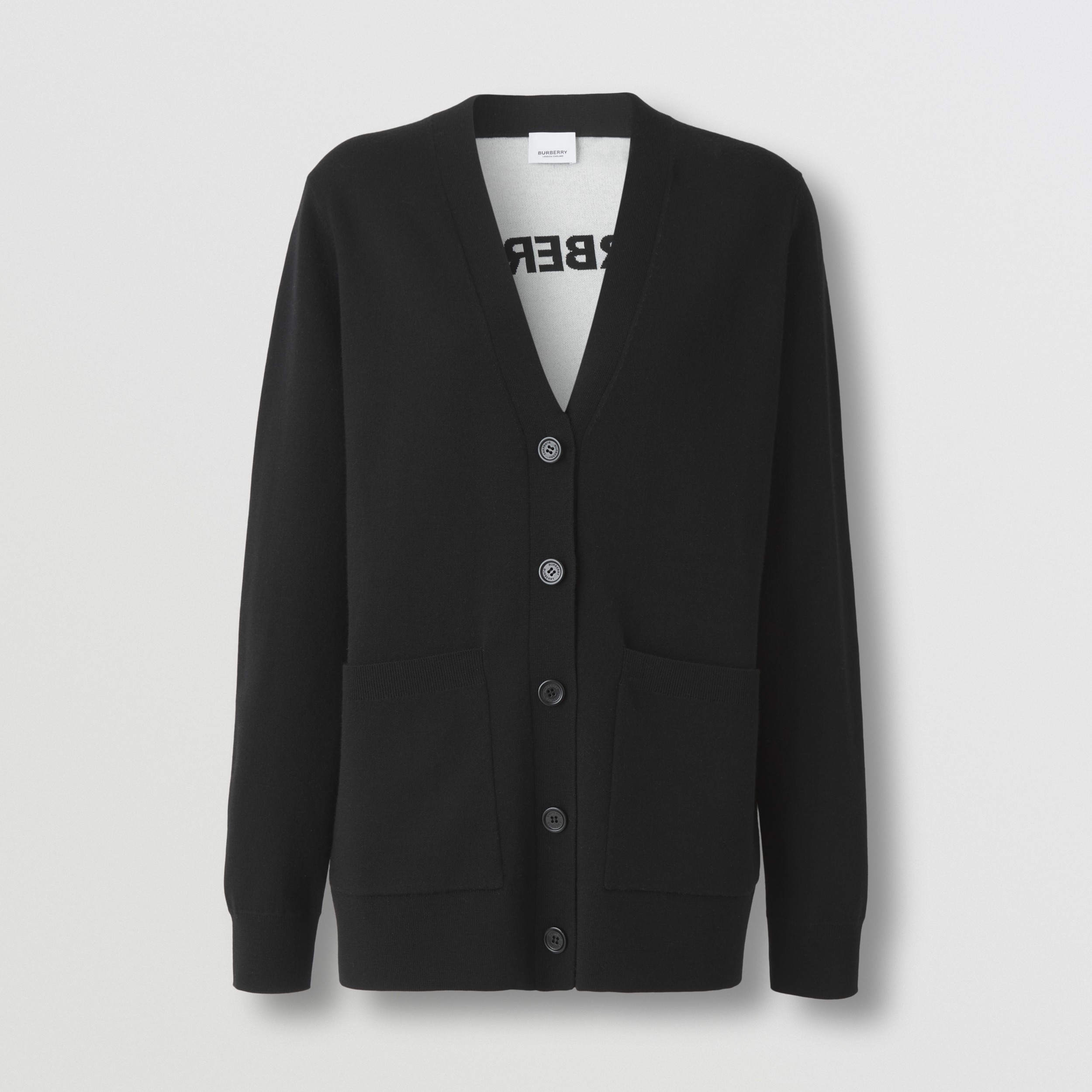 Horseferry Square Wool Blend Jacquard Cardigan in Black - Women | Burberry® Official - 4