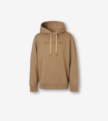 Logo Cotton Hoodie in Camel Official - Men | Burberry®