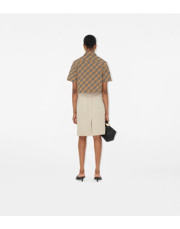 Cropped Check Cotton Shirt