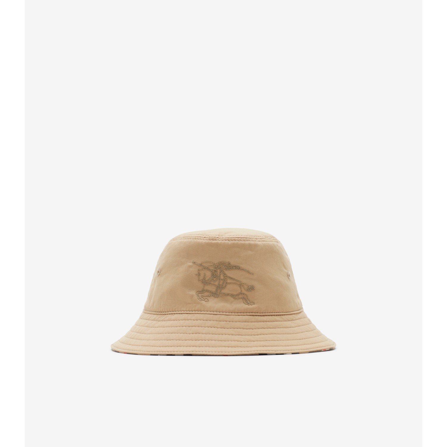 Reversible Cotton Bucket Hat in Sand Children Burberry Official