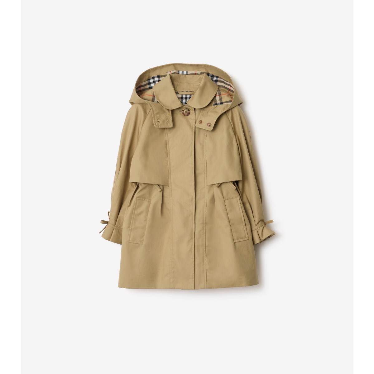  Check Hooded Trench Coat