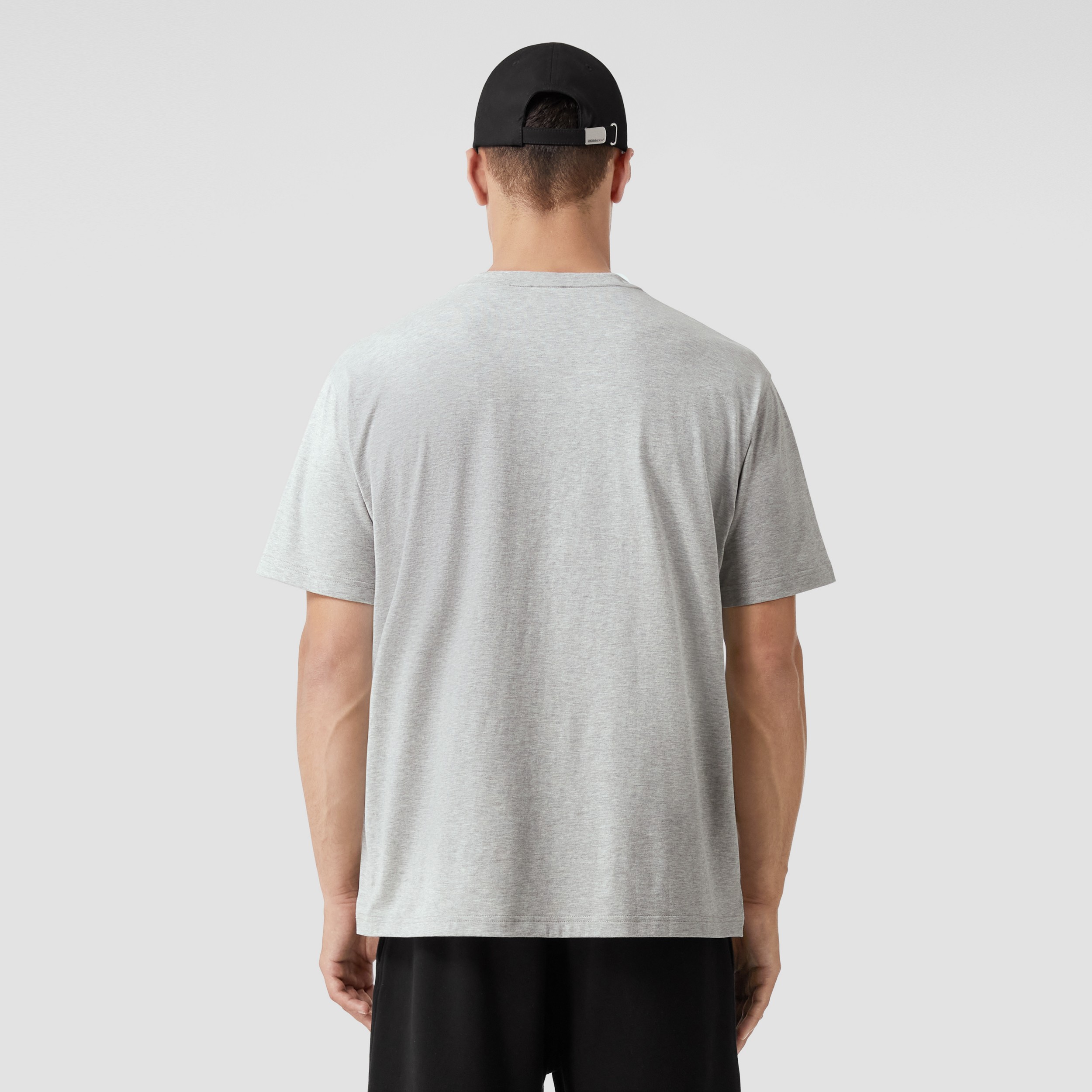 Oak Leaf Crest Cotton Oversized T-shirt in Pale Grey Melange - Men | Burberry® Official - 3