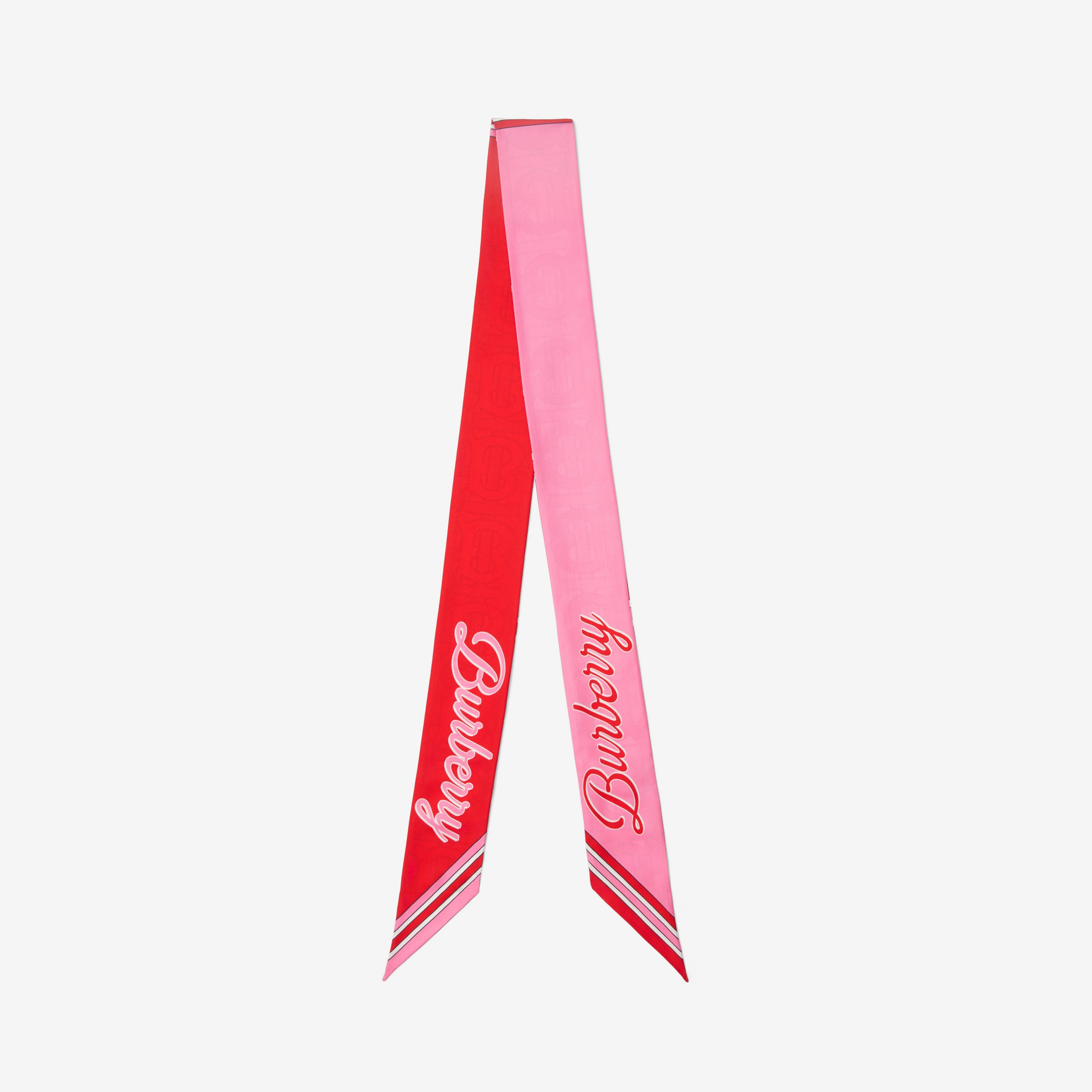 Sciarpa sottile in seta con stampa collage (Rosa Caramella) - Donna | Sito ufficiale Burberry® - 4