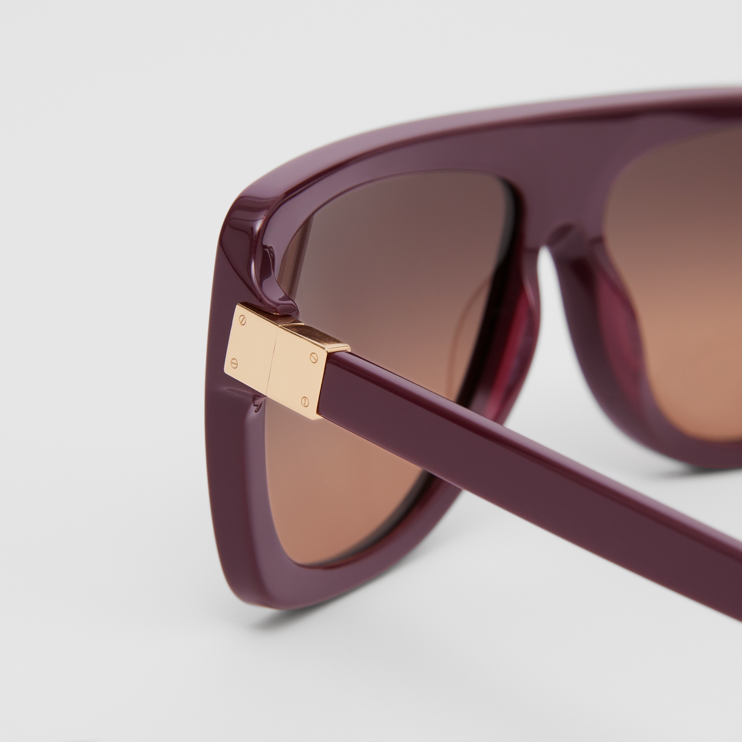 Hardware Detail Square Frame Sunglasses in Burgundy - Women | Burberry® Official - 2