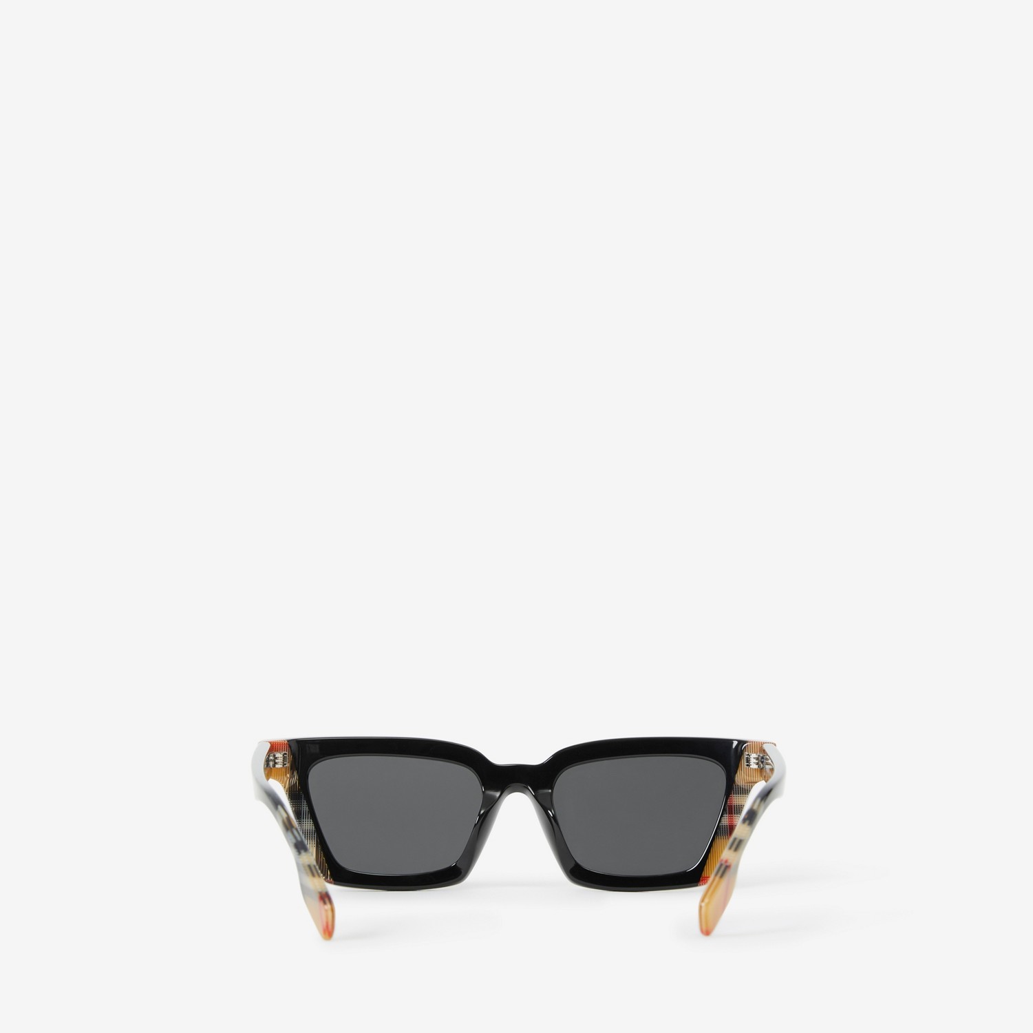 Check Detail Rectangular Frame Sunglasses in Black/archive Beige - Women | Burberry® Official