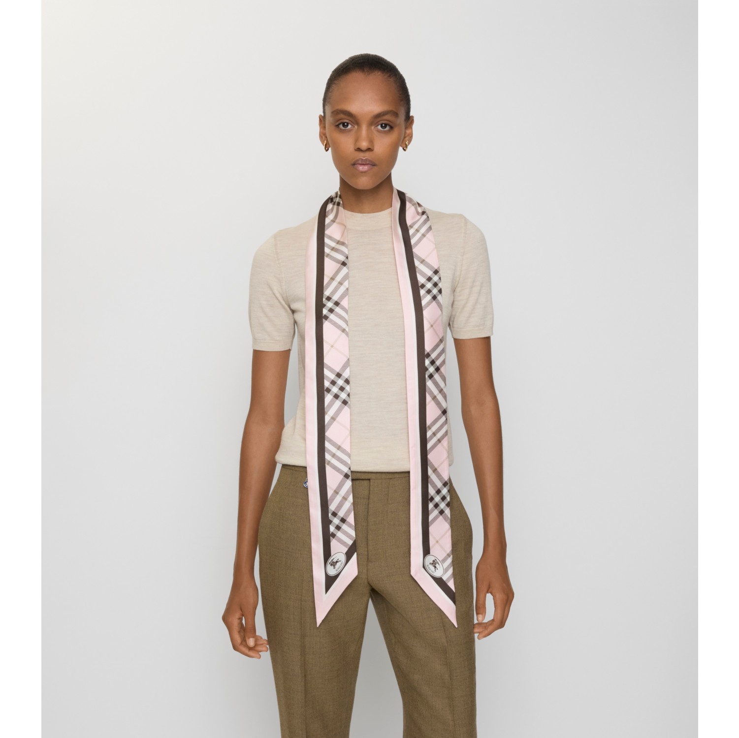 Skinny Check Silk Scarf